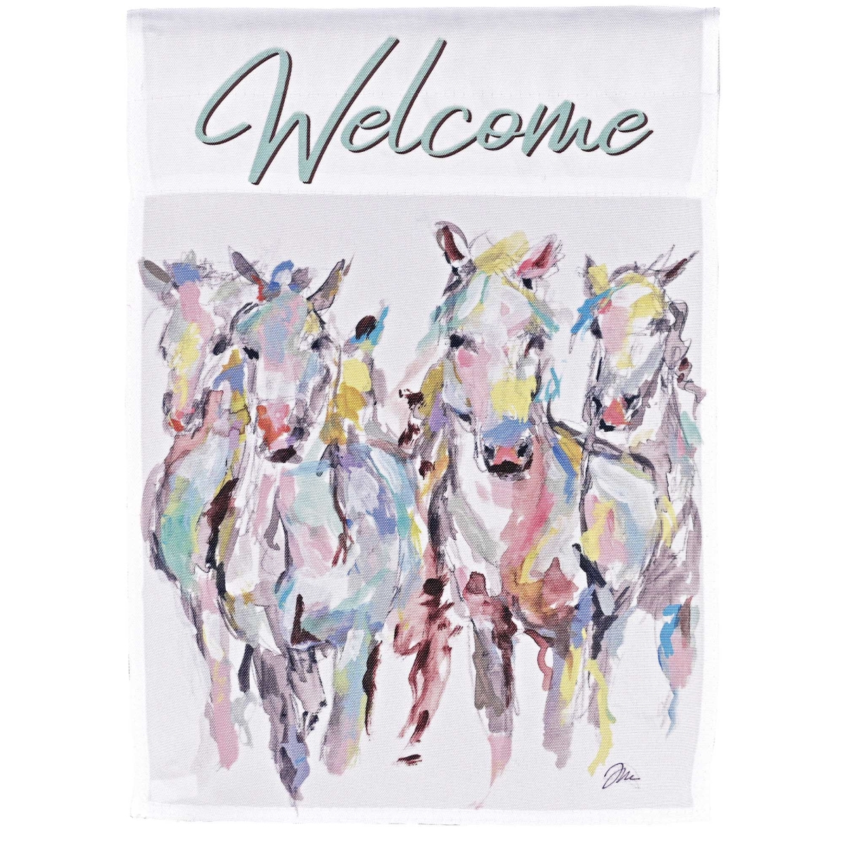 M080355 Garden Flag Welcome Horses