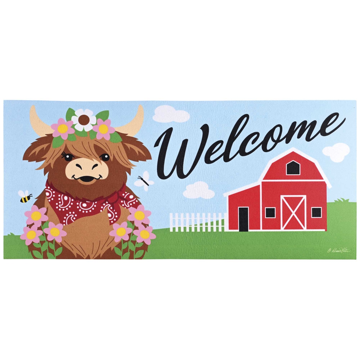 DM012209 Doormat Insert Welcome Highland Cow