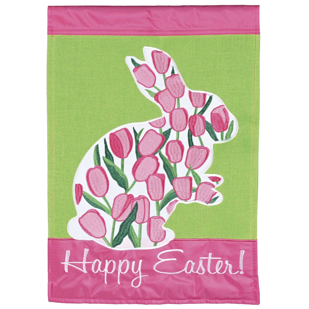 M002170 House Flag Bunny Happy Easter