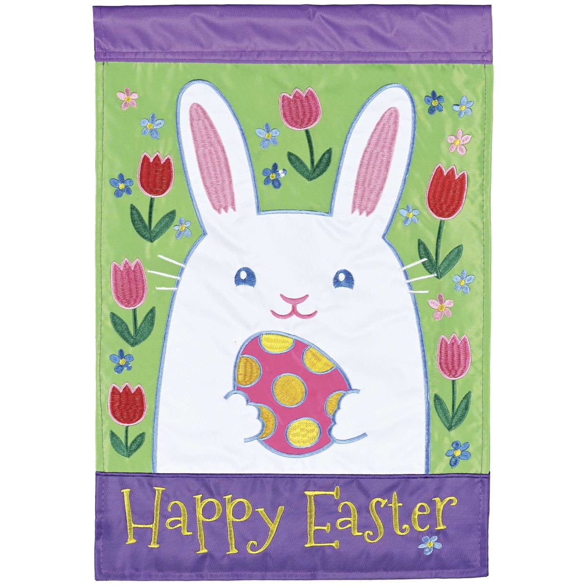 M012167 Garden Flag Happy Easter Bunny Head