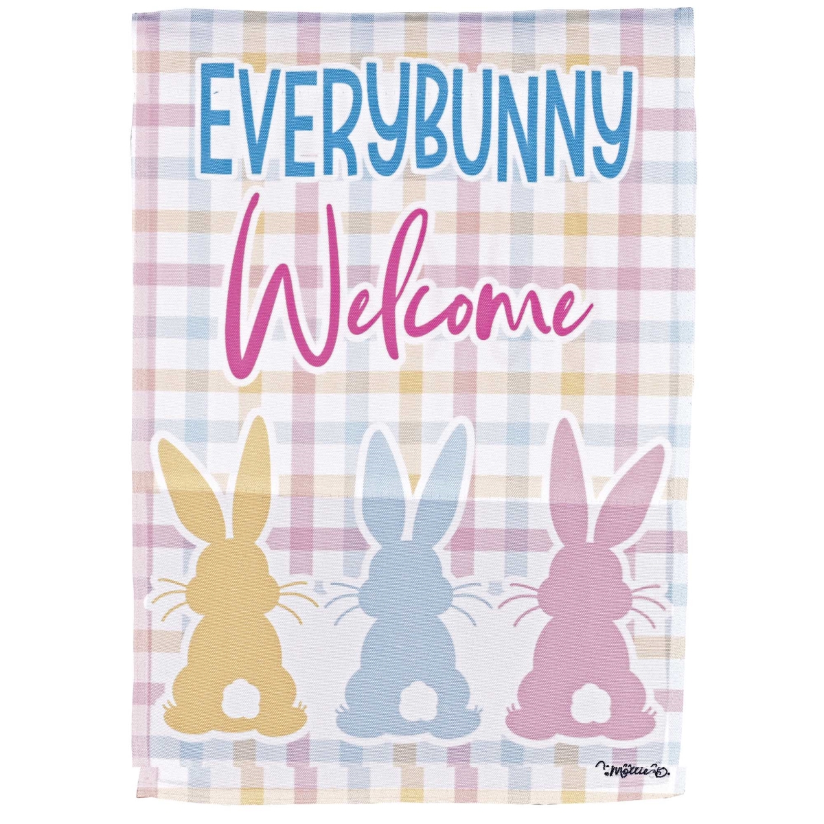 M080353 Garden Flag Plaid Easter Bunnies