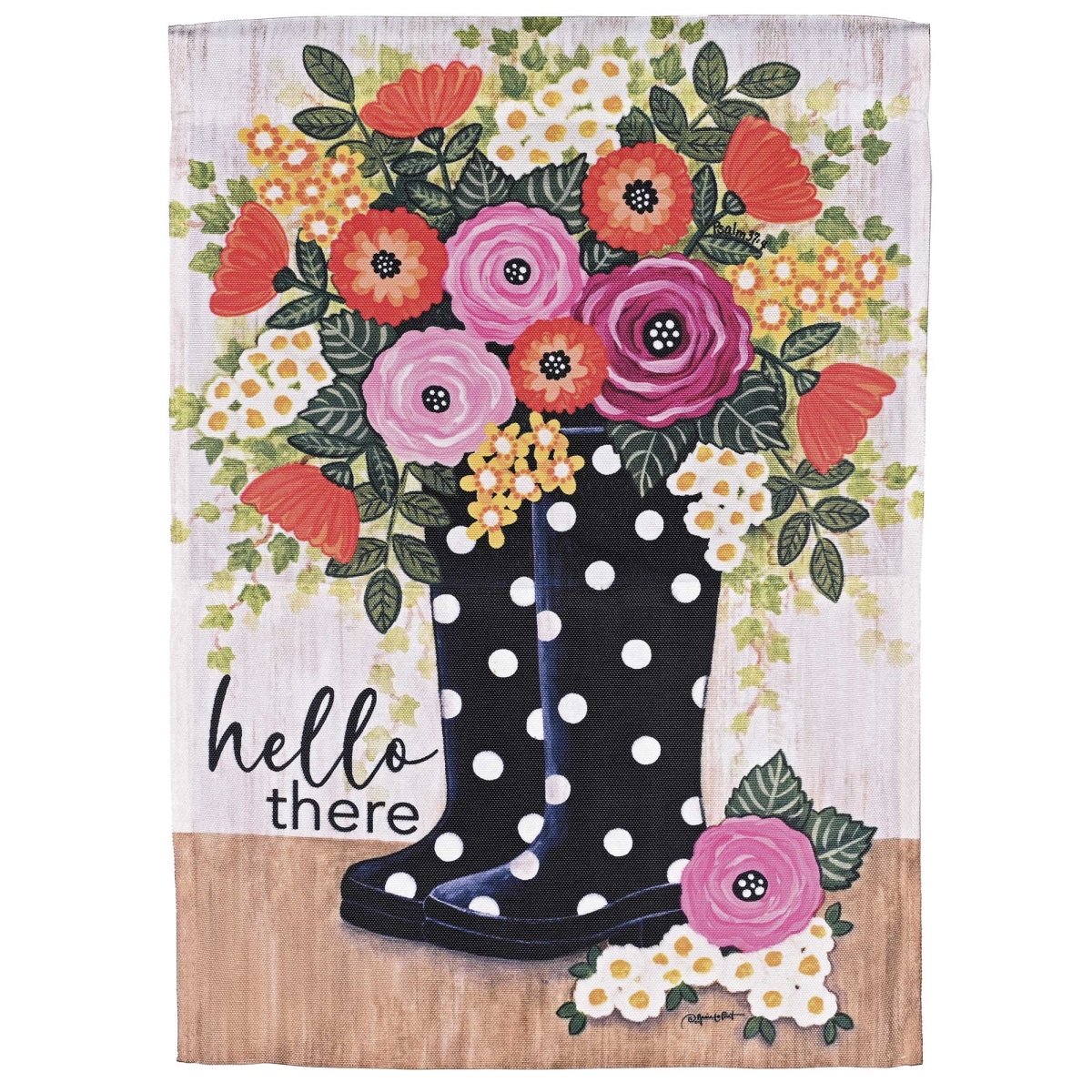 M070370 House Flag Hello There Floral Rain