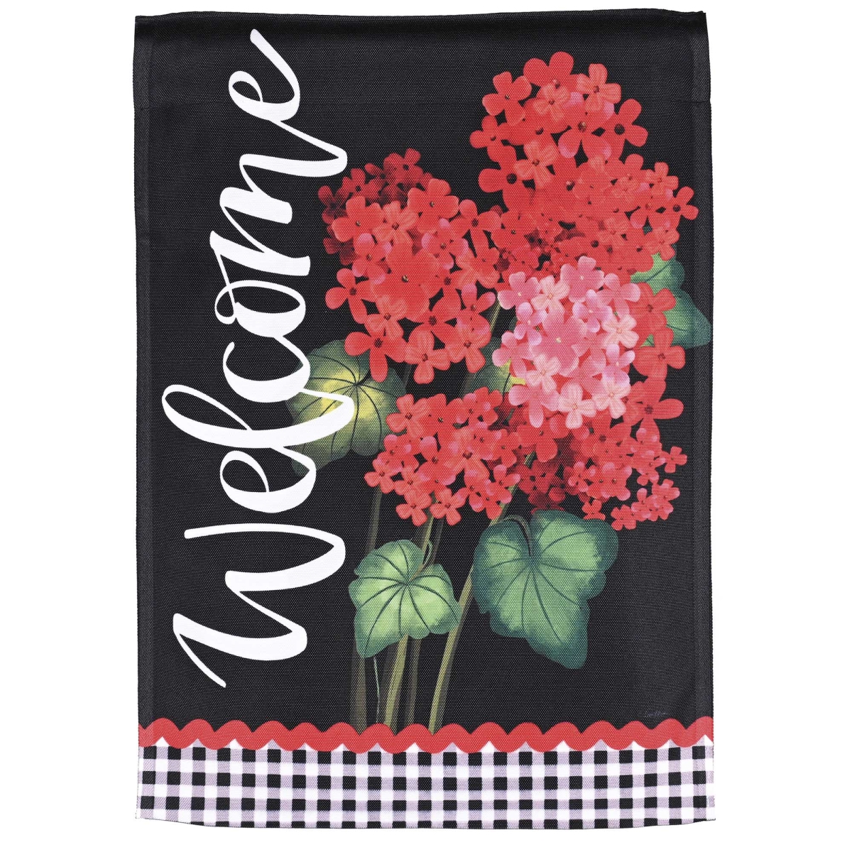 M070369 House Flag Welcome Geraniums