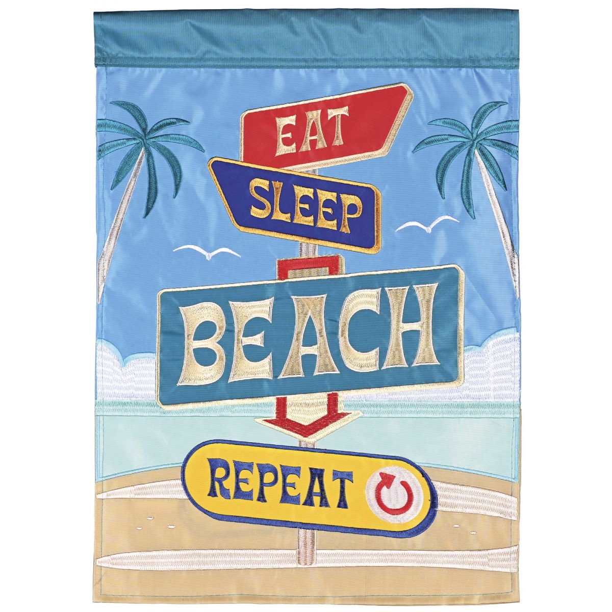 M012182 Garden Flag Eat Sleep Beach Repeat