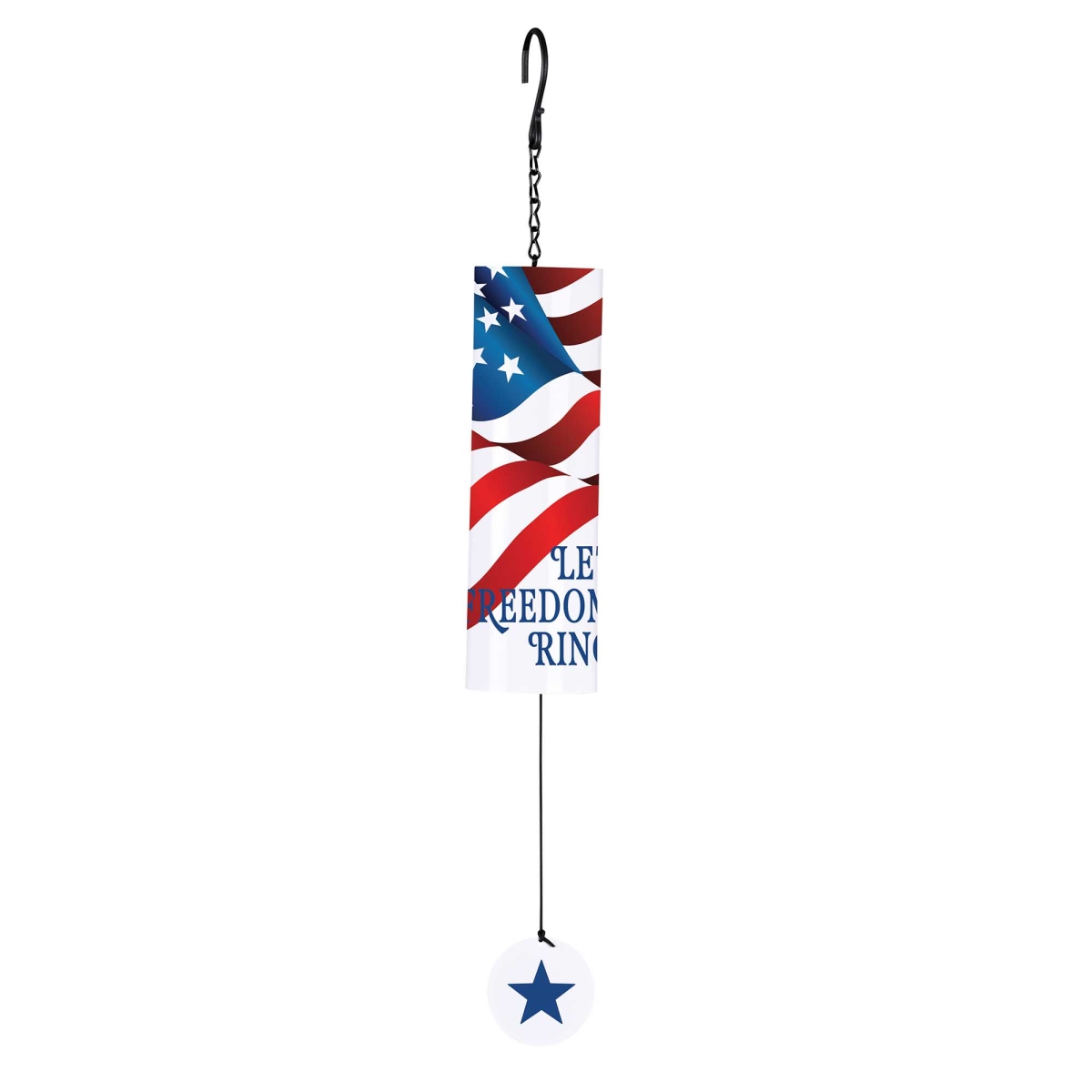 WCA-3W5 Windchime Flag Let Freedom Ring Iron