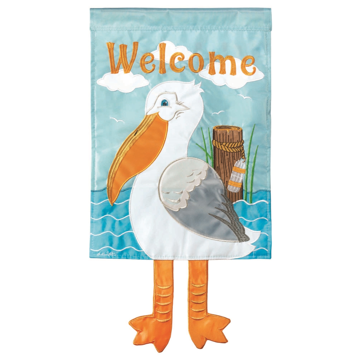 M000123 Large Crazy Leg Pelican Welcome