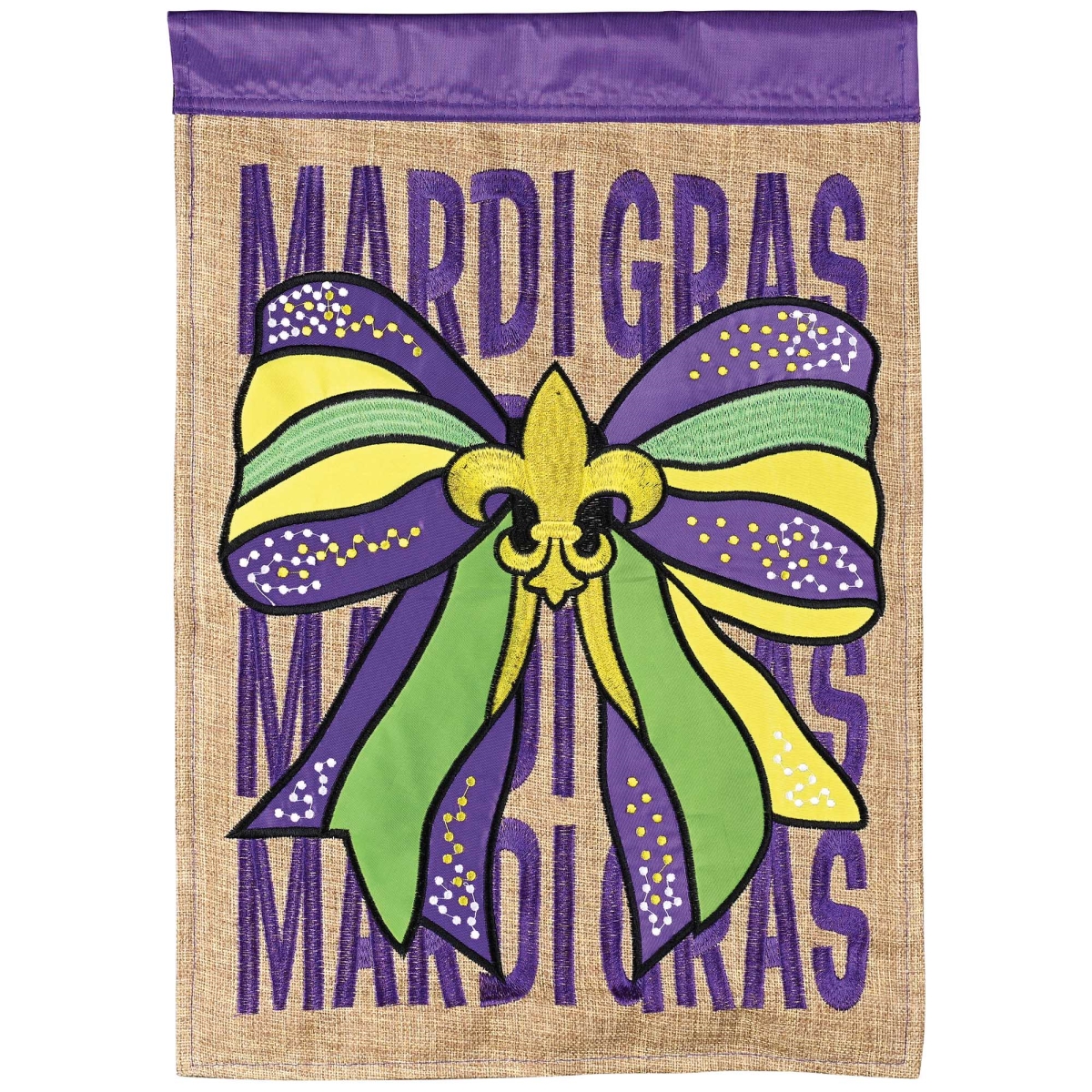 M003050 House Flag Mardi Gras Bow