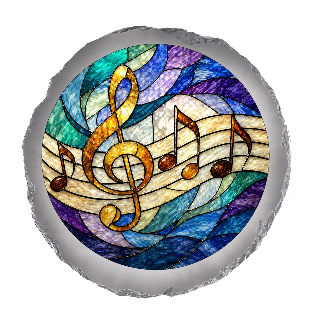 SSRSH0016 Stain Gl Treble Clef Stone Gray