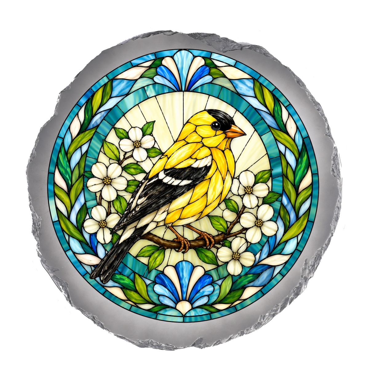 SSRSH0021 Stain Gl Goldfinch Bird Stone Gray