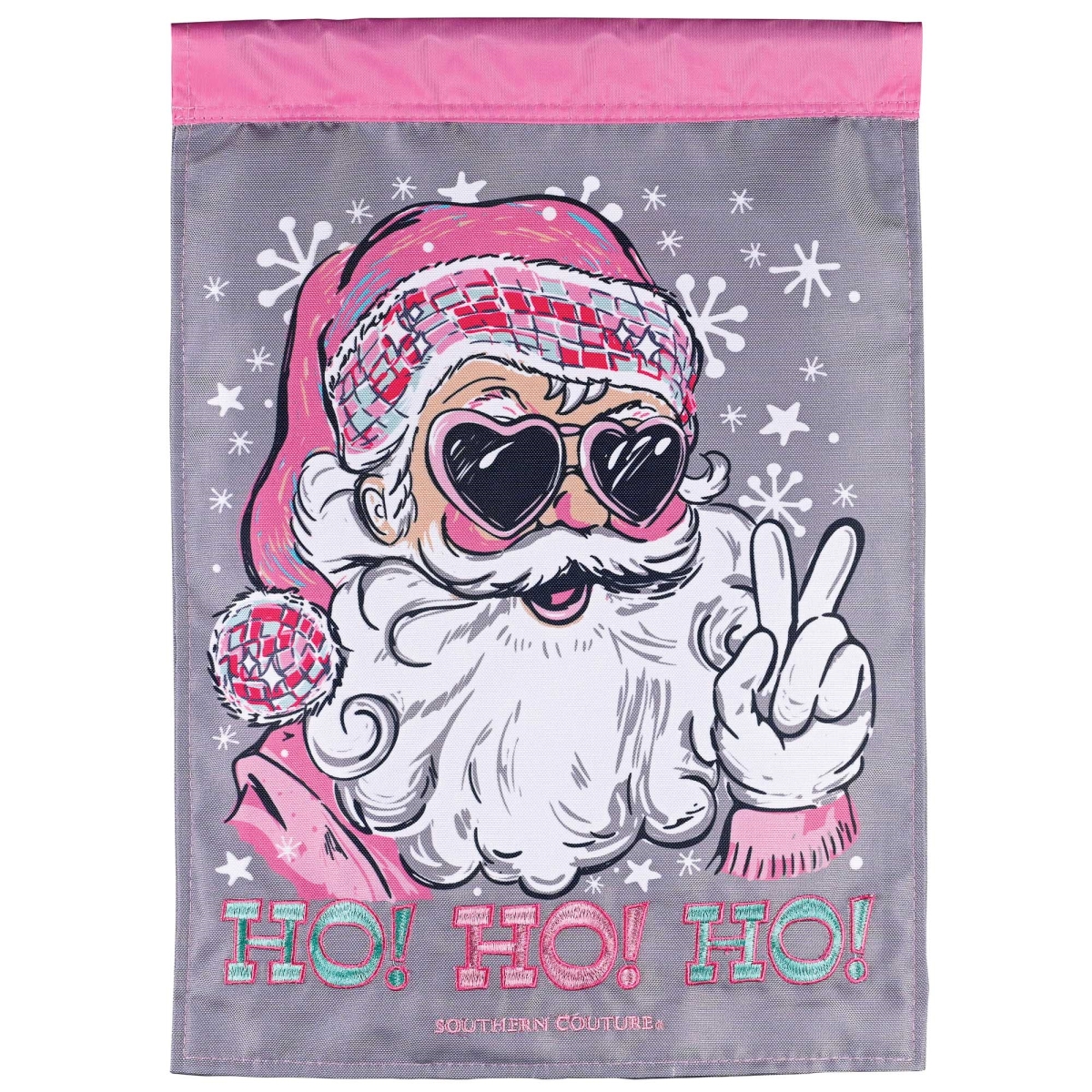 M013074 Garden Flag Disco Santa Ho Ho Ho