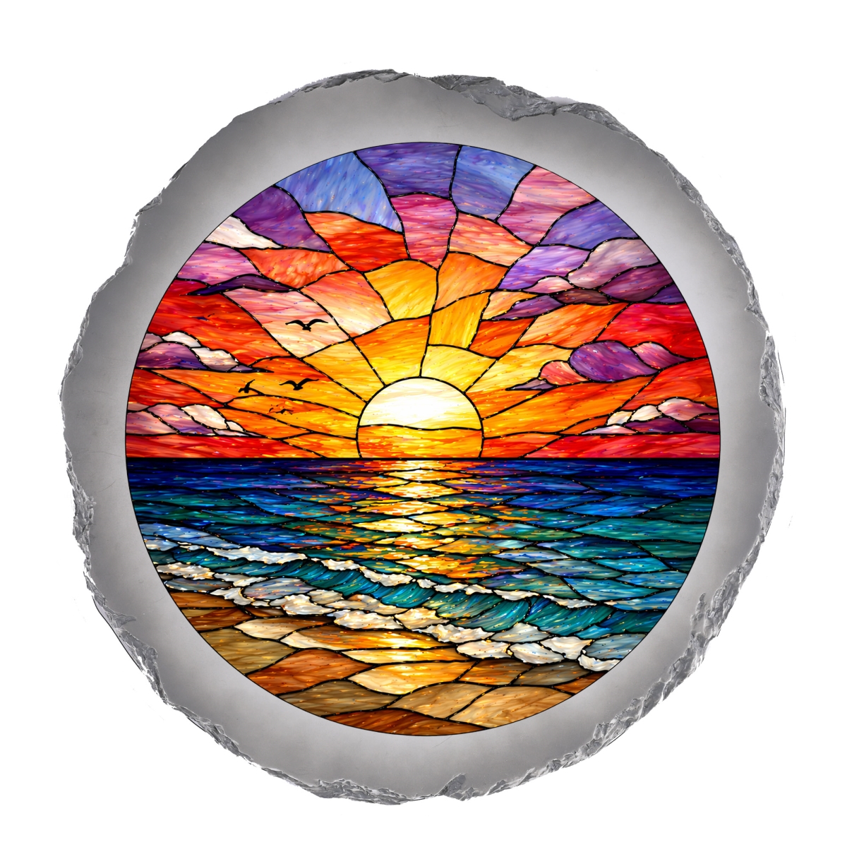 SSRSH0014 Stain Gl Ocean Sunrise Stone Gray