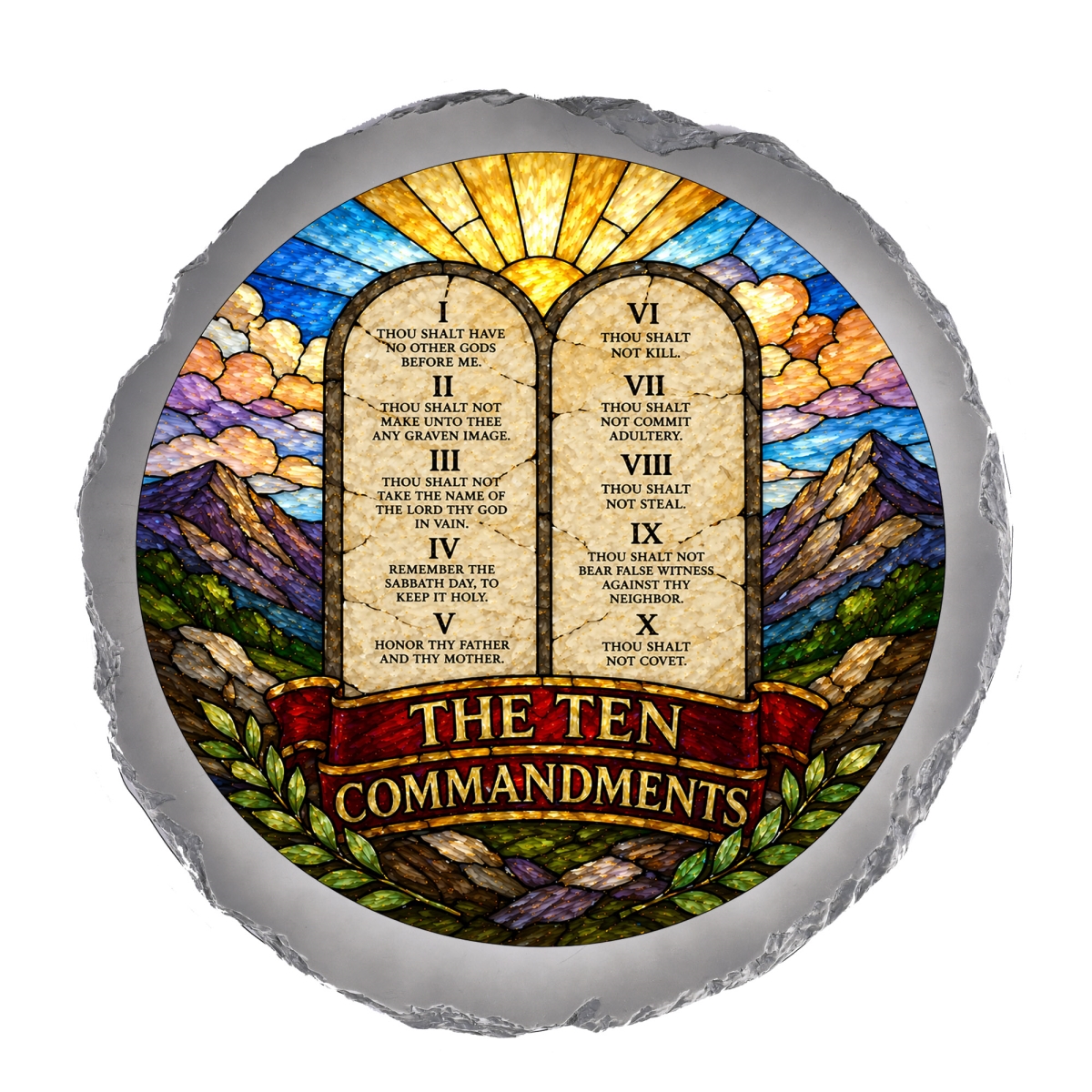 SSRSH0033 Stain Gl Ten Commandments Stone Gray