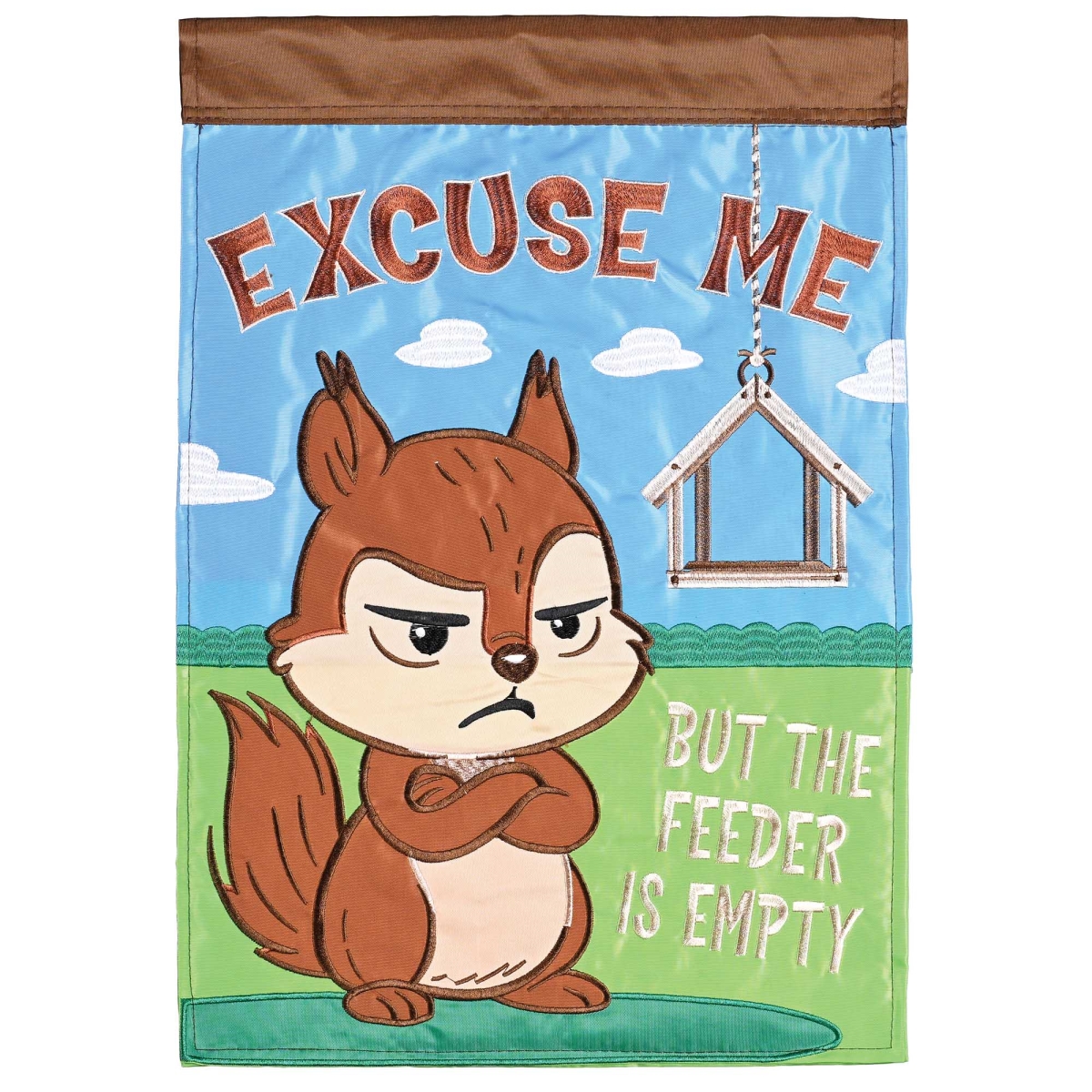 M013017 Garden Flag Squirrel Excuse Me