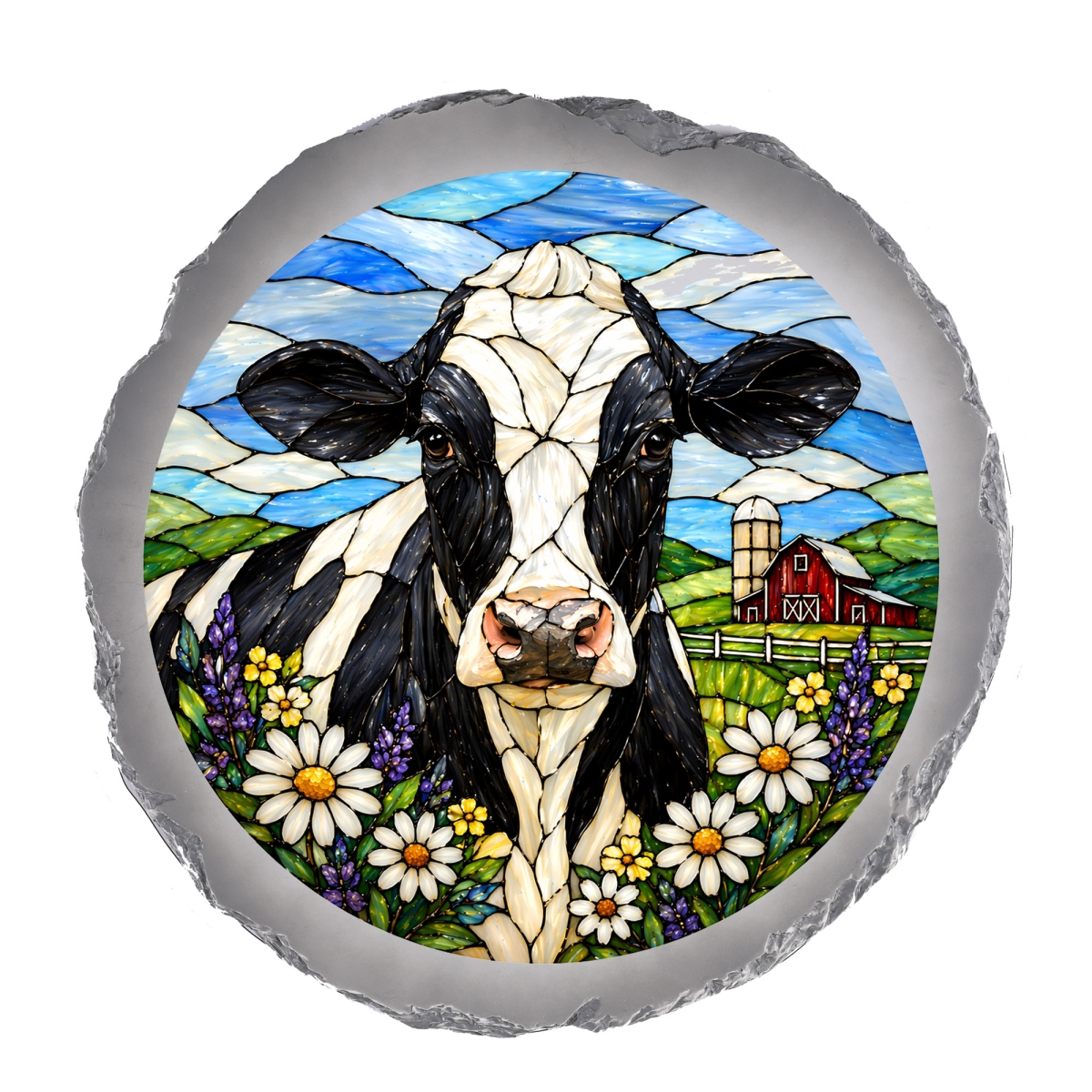 SSRSH0044 Stain Gl Holstein Cow Stone Gray