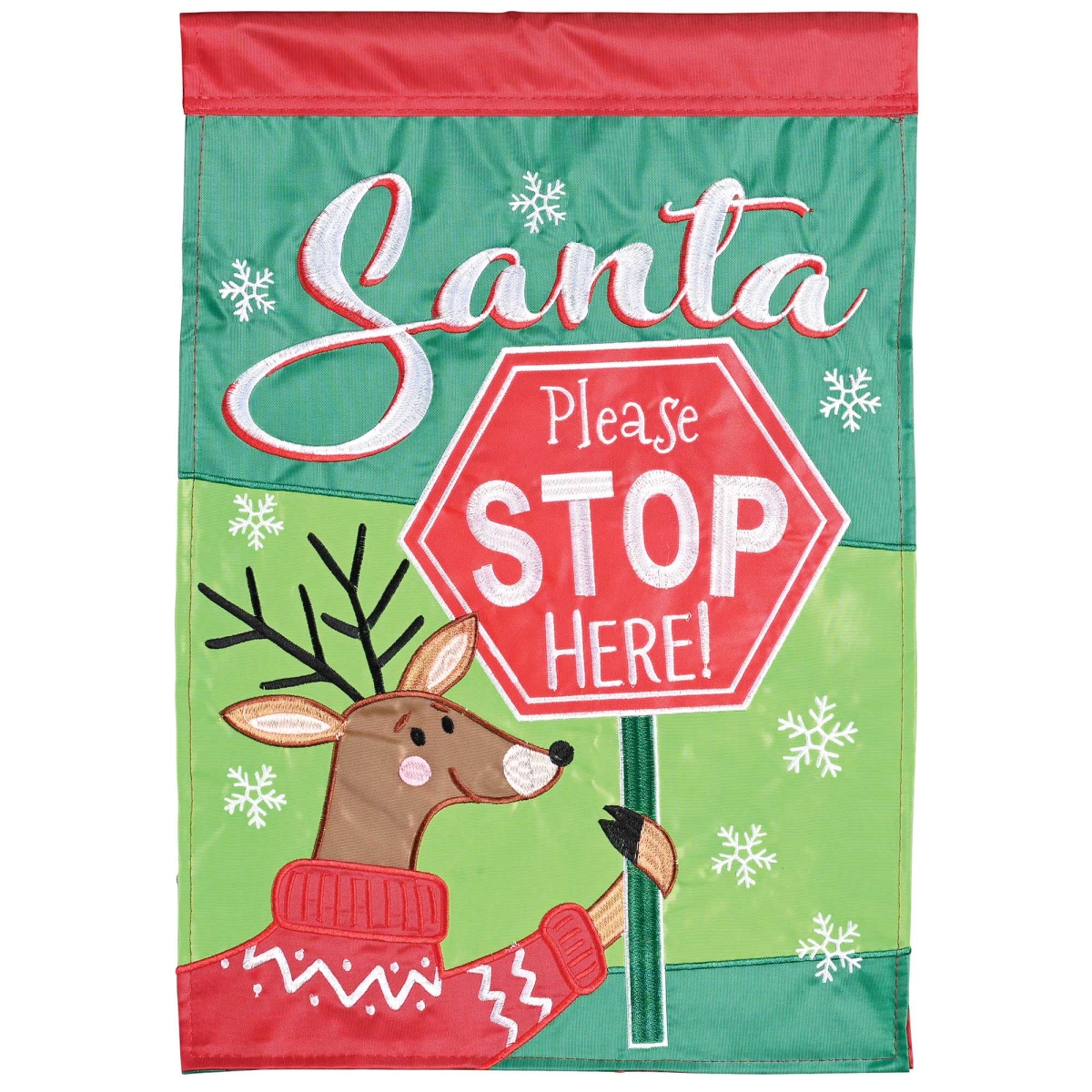 M013035 Garden Flag Santa Please Stop Here