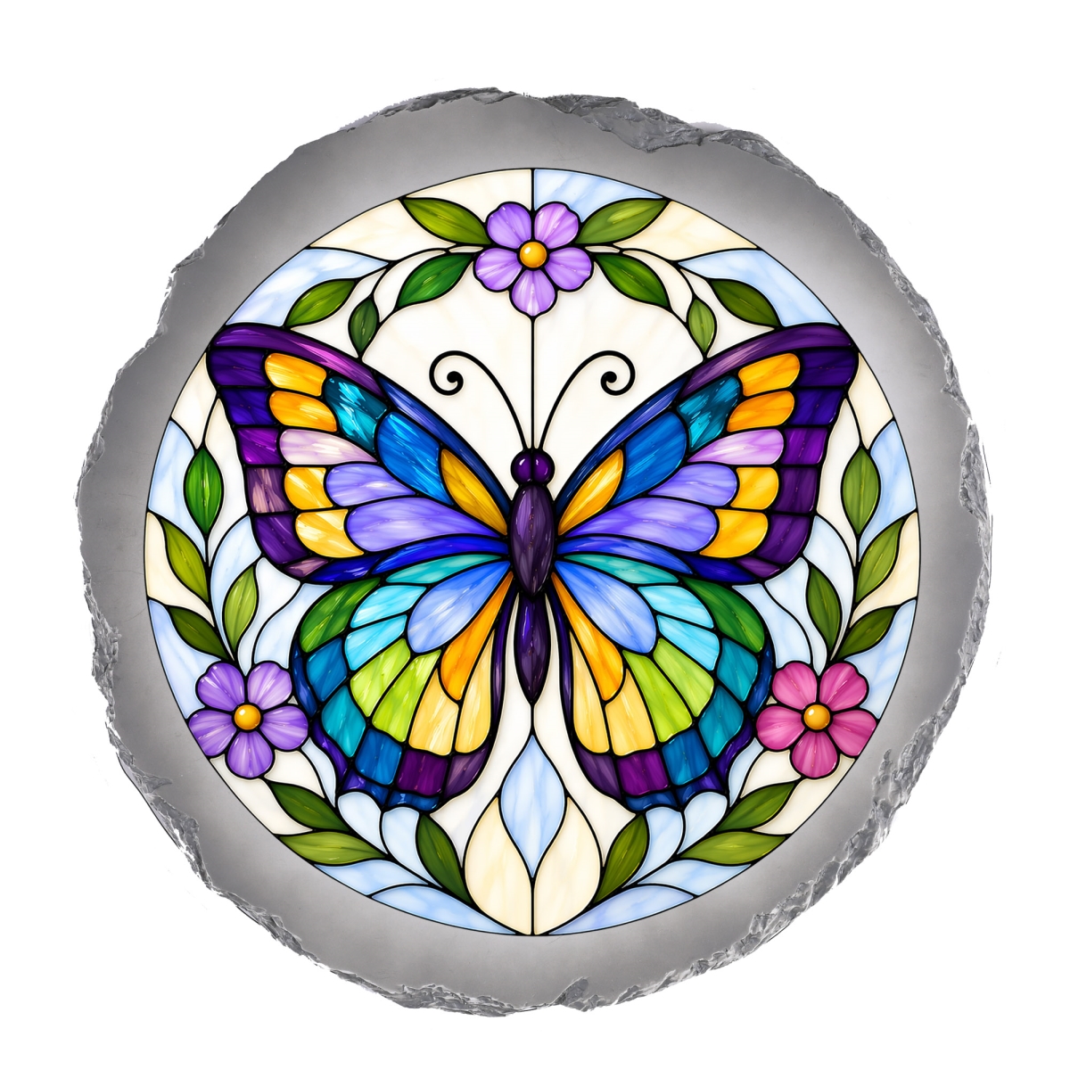 SSRSH0045 Stain Gl Butterfly Stone Gray
