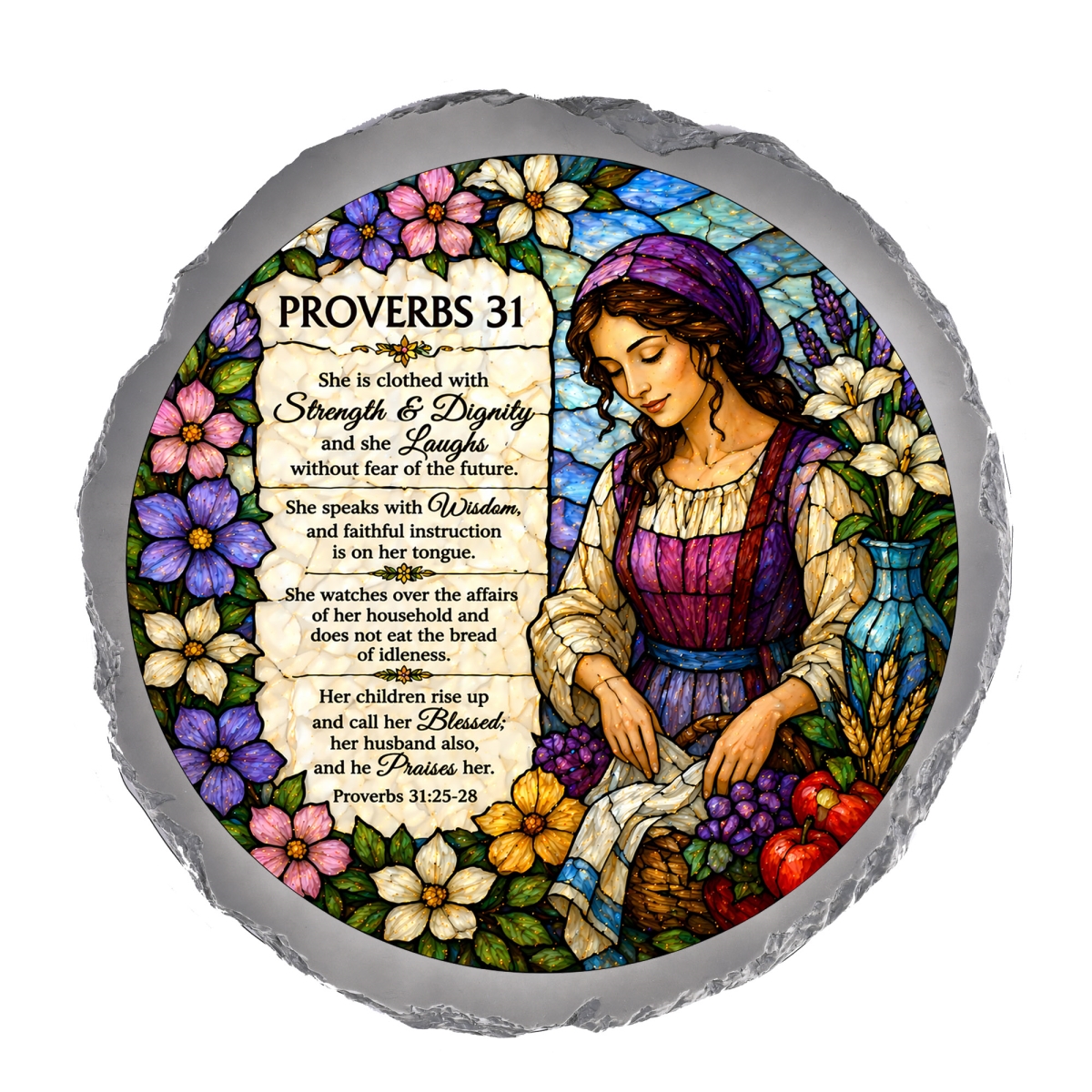 SSRSH0004 Stain Gl Proverbs 31 Woman Stone Gray