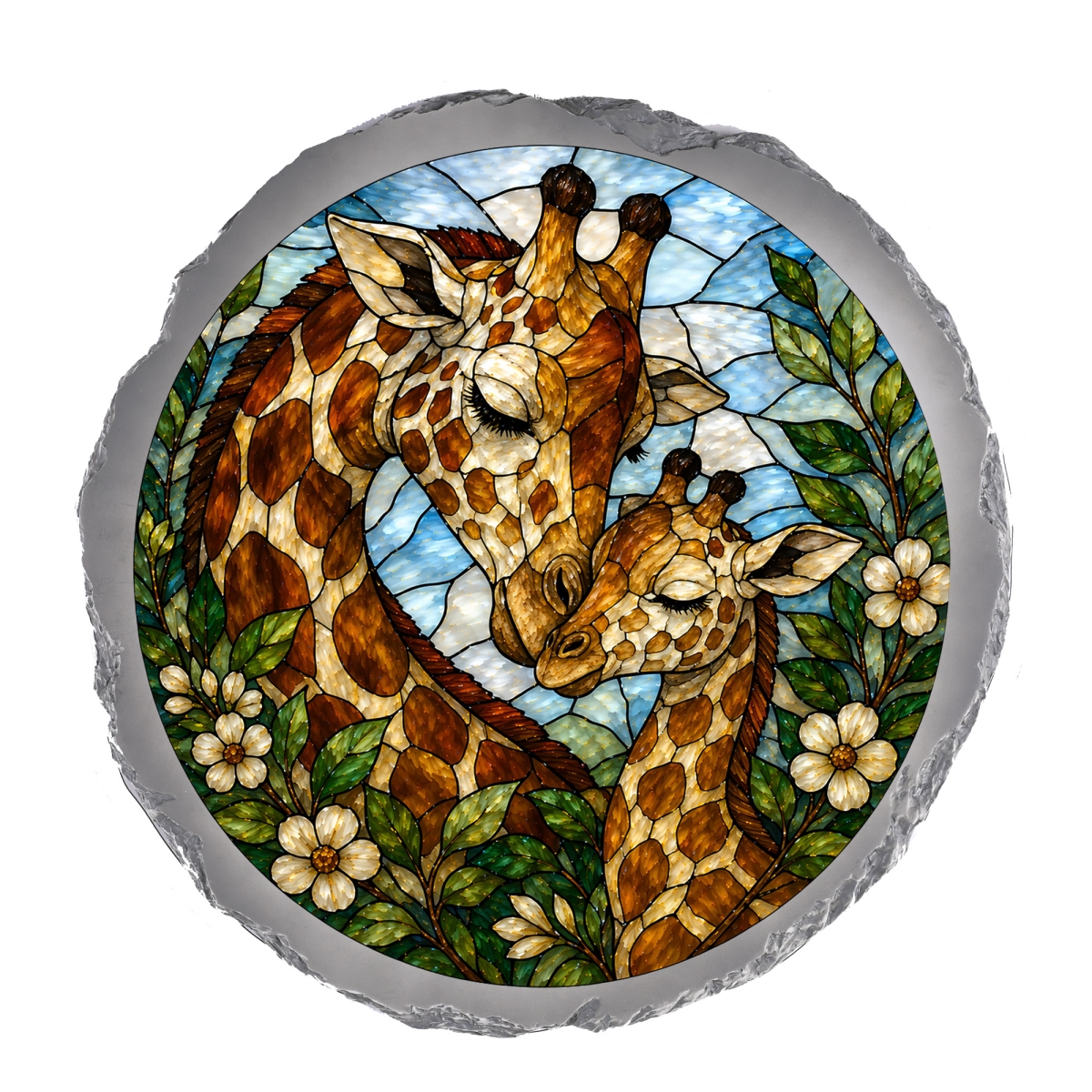SSRSH0009 Stain Gl Mom & Baby Giraffe Stone Gray
