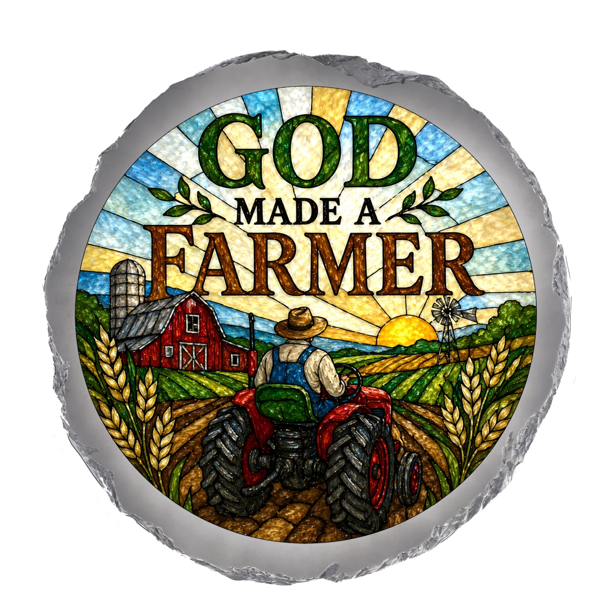 SSRSH0031 Stain Gl God Made A Farmer Stone Gray