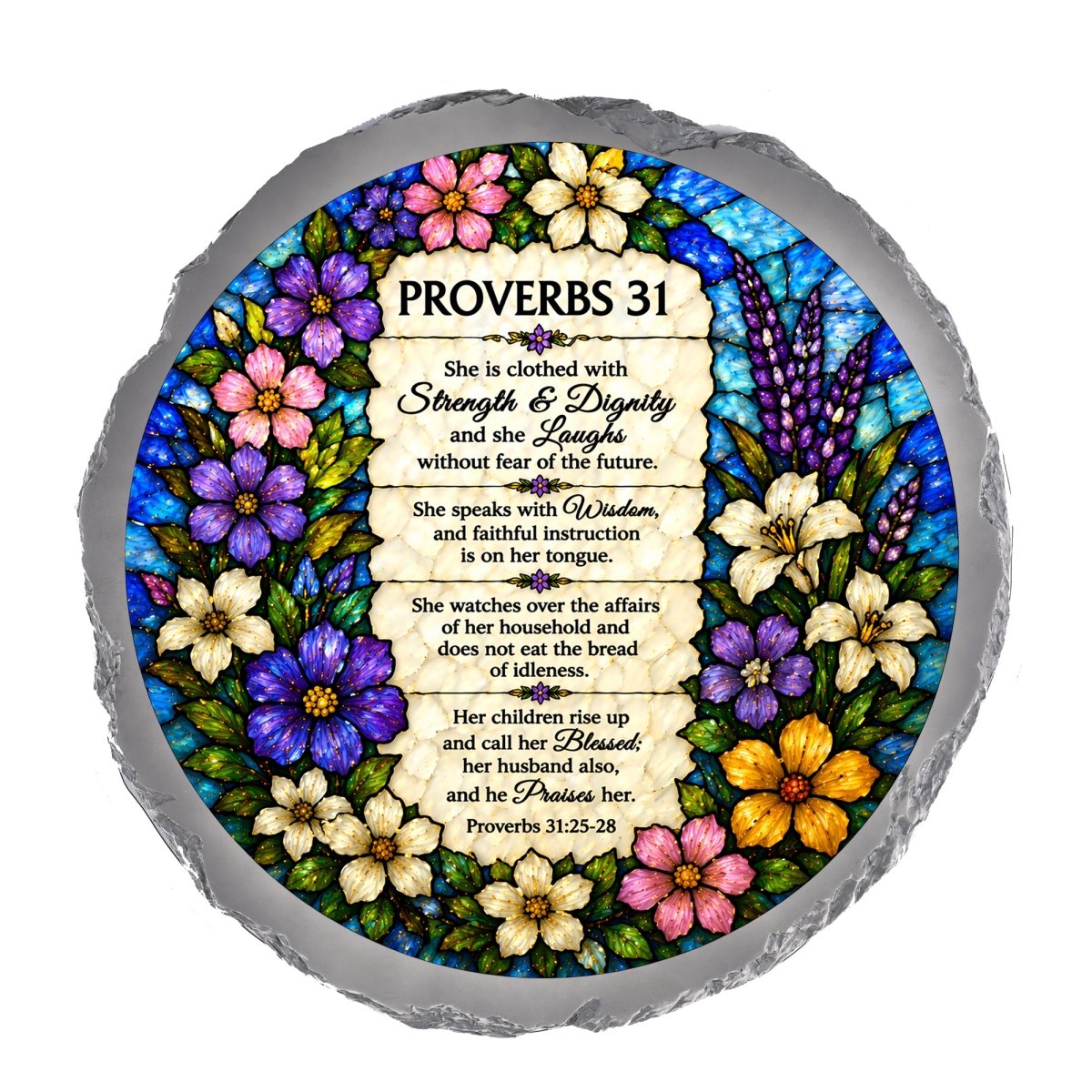 SSRSH0010 Stain Gl Proverbs 31 Verse Stone Gray