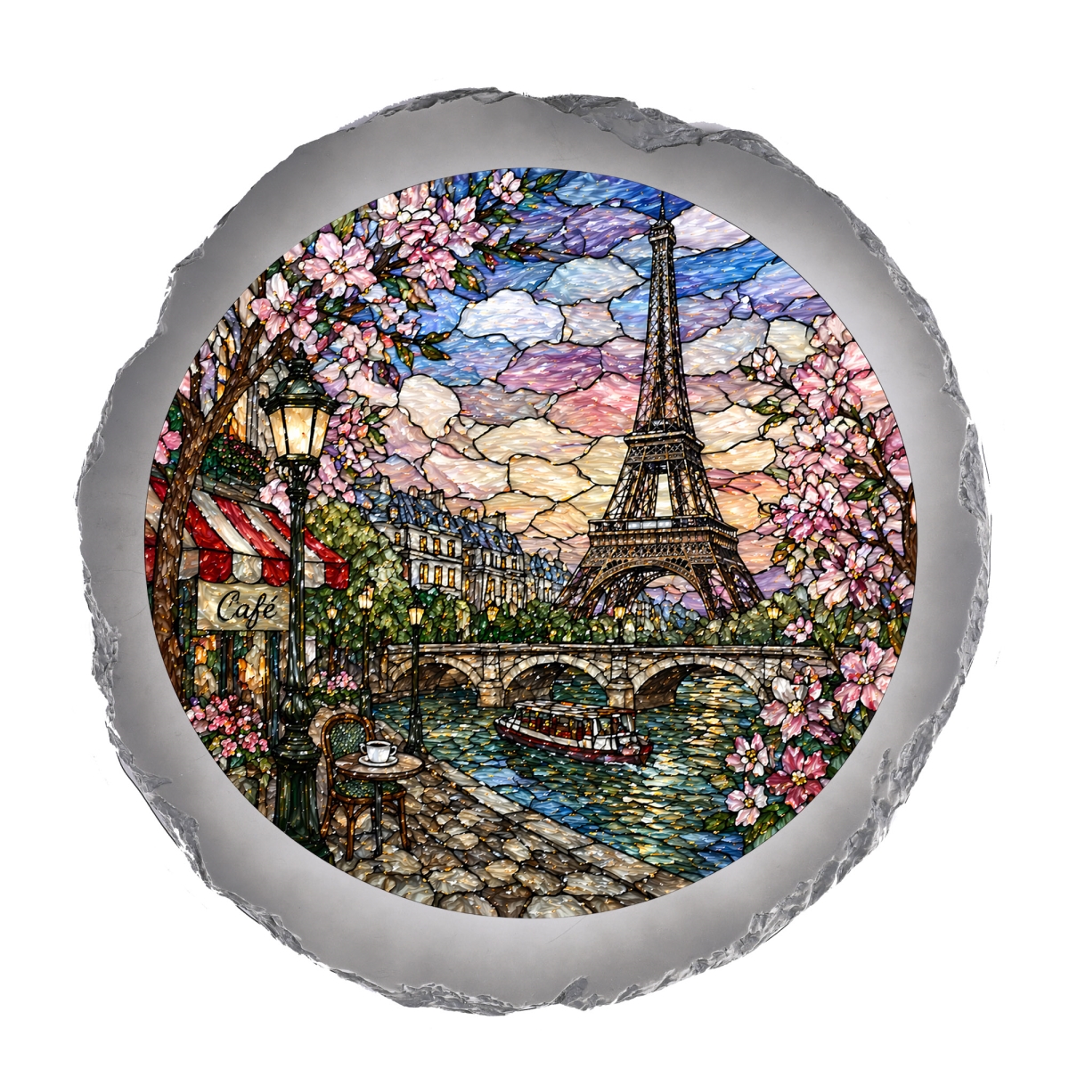SSRSH0017 Stain Gl Eiffel Tower Stone Gray