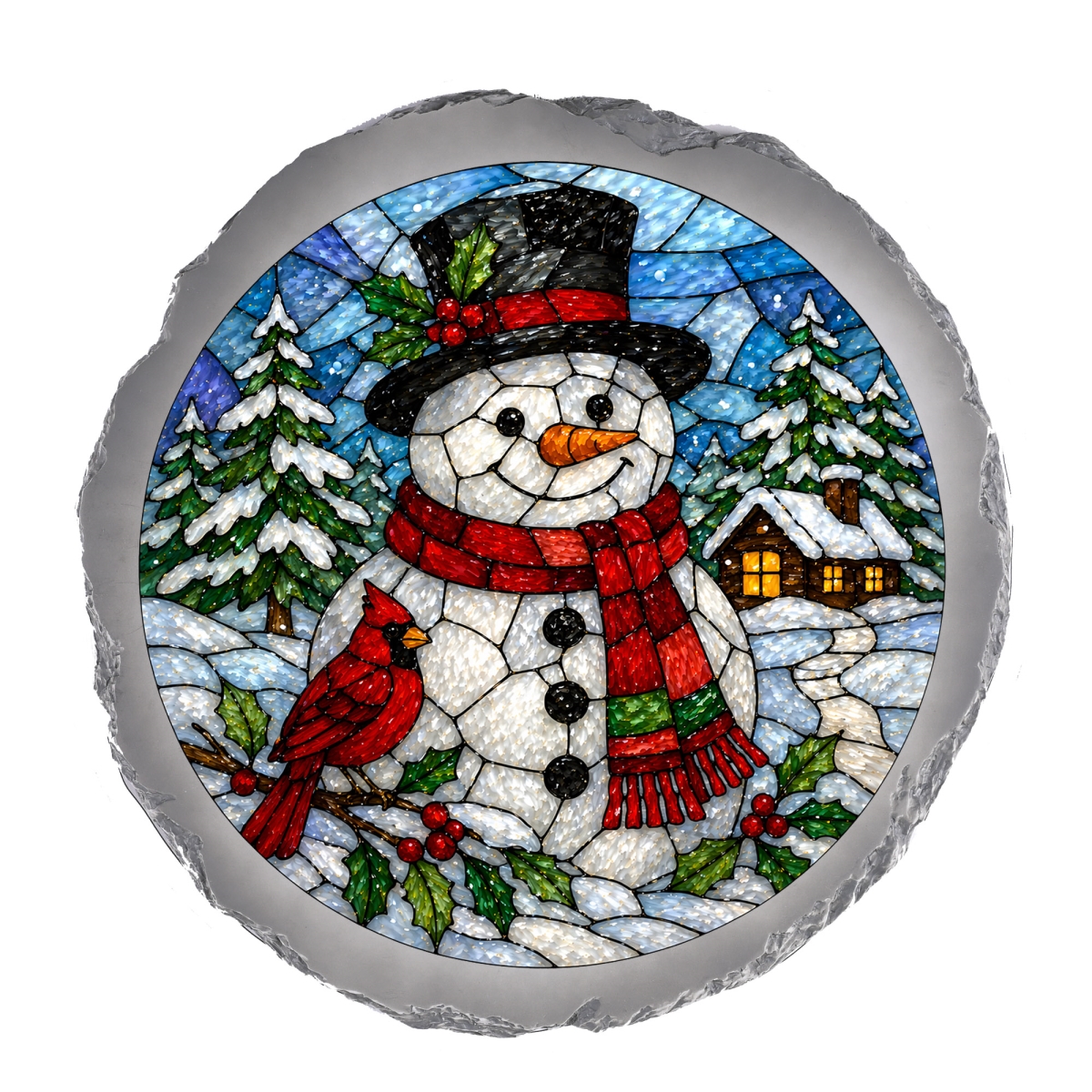 SSRSH0034 Stain Gl Snowman Stone Gray