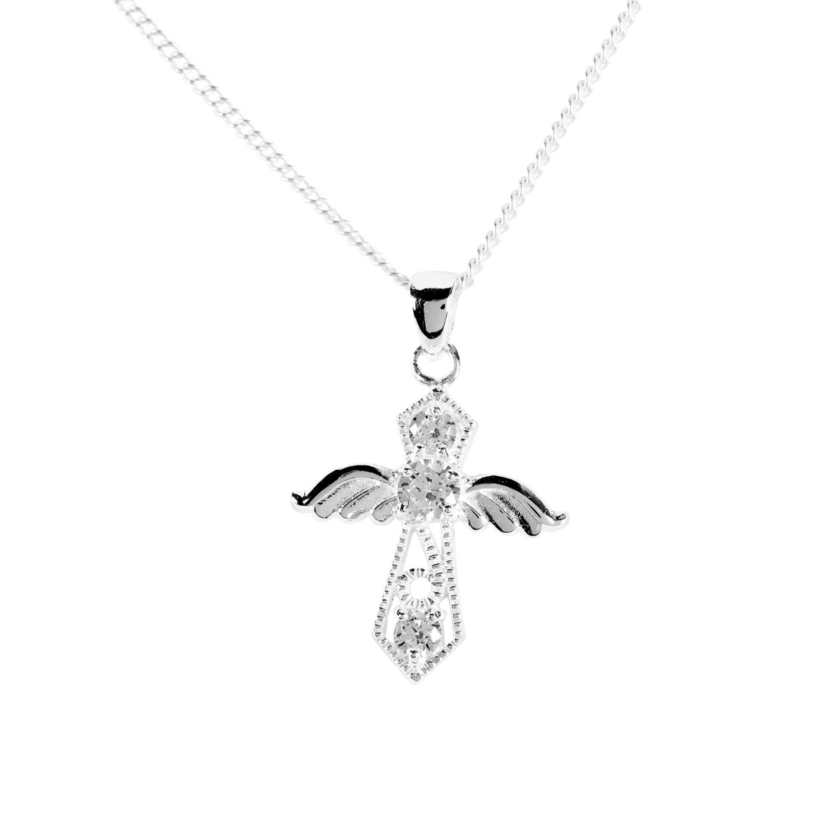 73-8196P Necklace Silver Angel Psalm 91:11 18'