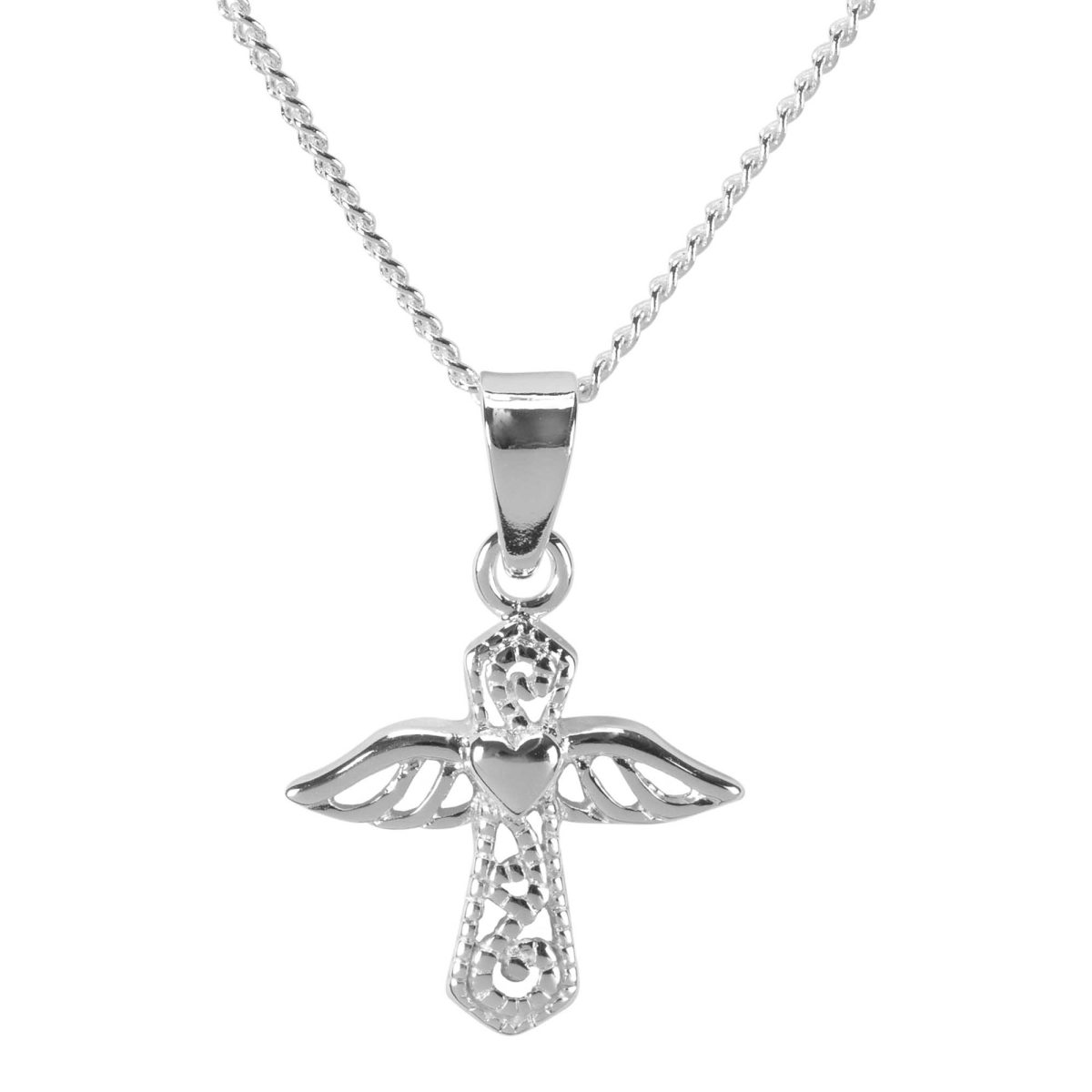 35-8239 Necklace PS I Love You Angel Cross 18In