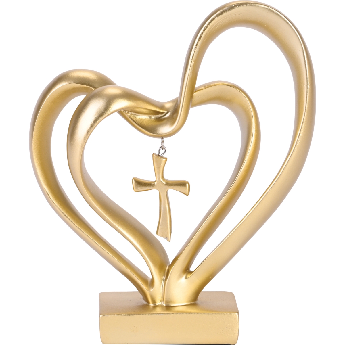 TTCF-6 Tabletop Entwined Heart Cross Gold 7.75