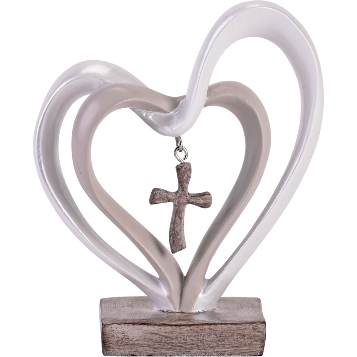 TTCF-13 Tabletop Entwined 2Toned Heart Cross 4.5