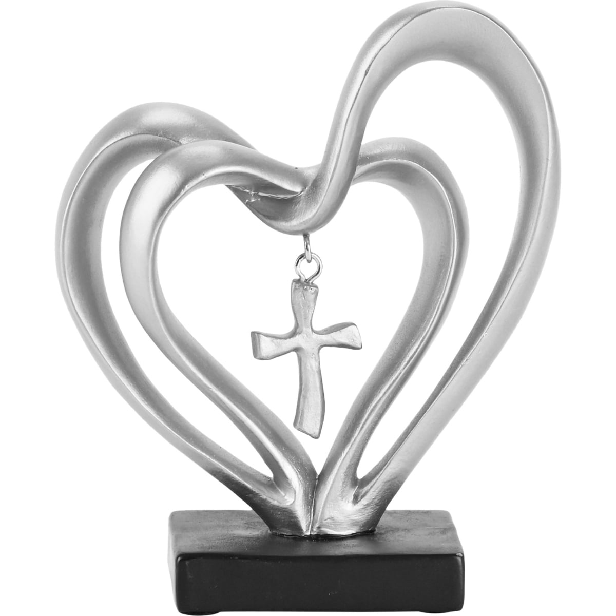 TTCF-12 Tabletop Entwined Silver Heart Cross 4.5