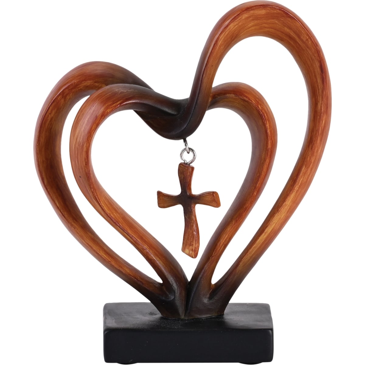 TTCF-10 Tabletop Entwined Woodgrain Heart Cross