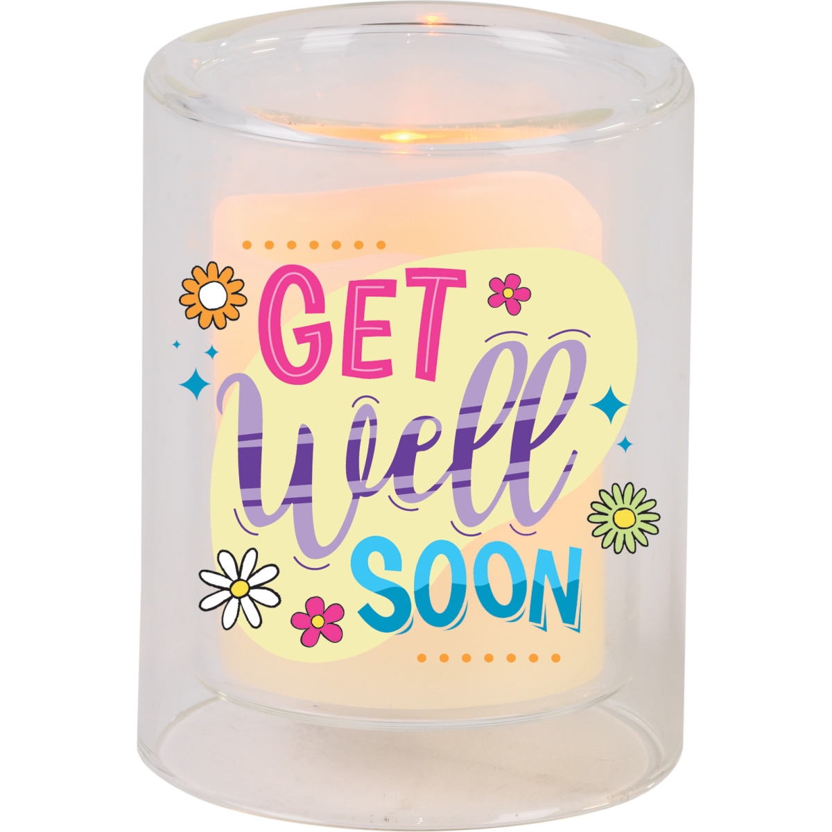 GCH-03-29 Candleholder Votive Floral Get Well Soon