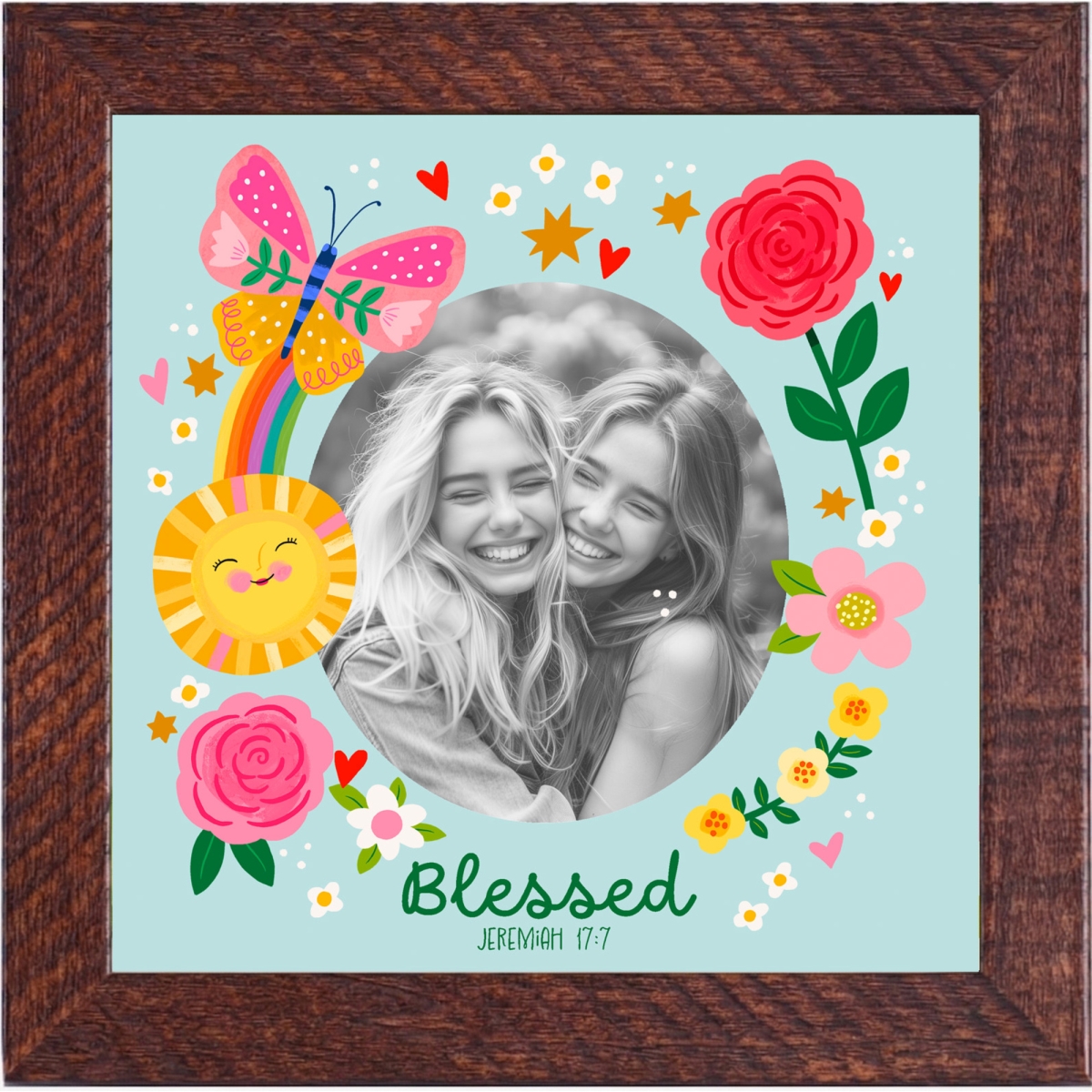 FRMWDBW-88-10 Photo Frame Floral Blessed Butterfly
