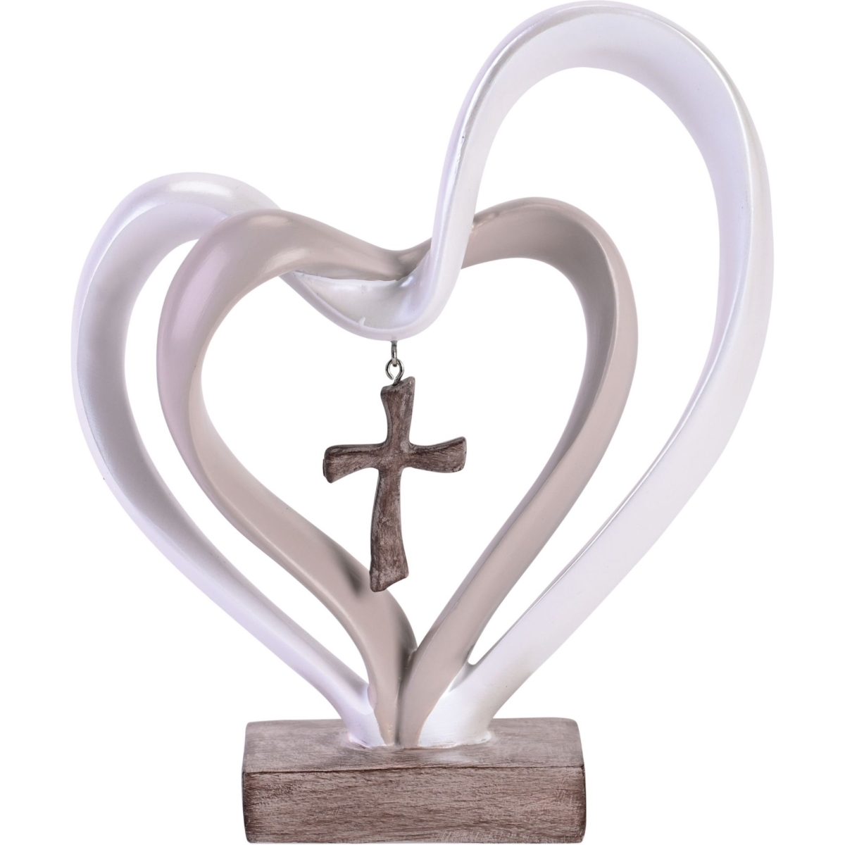 TTCF-7 Tabletop Entwined 2Tone Heart Cross 7.75