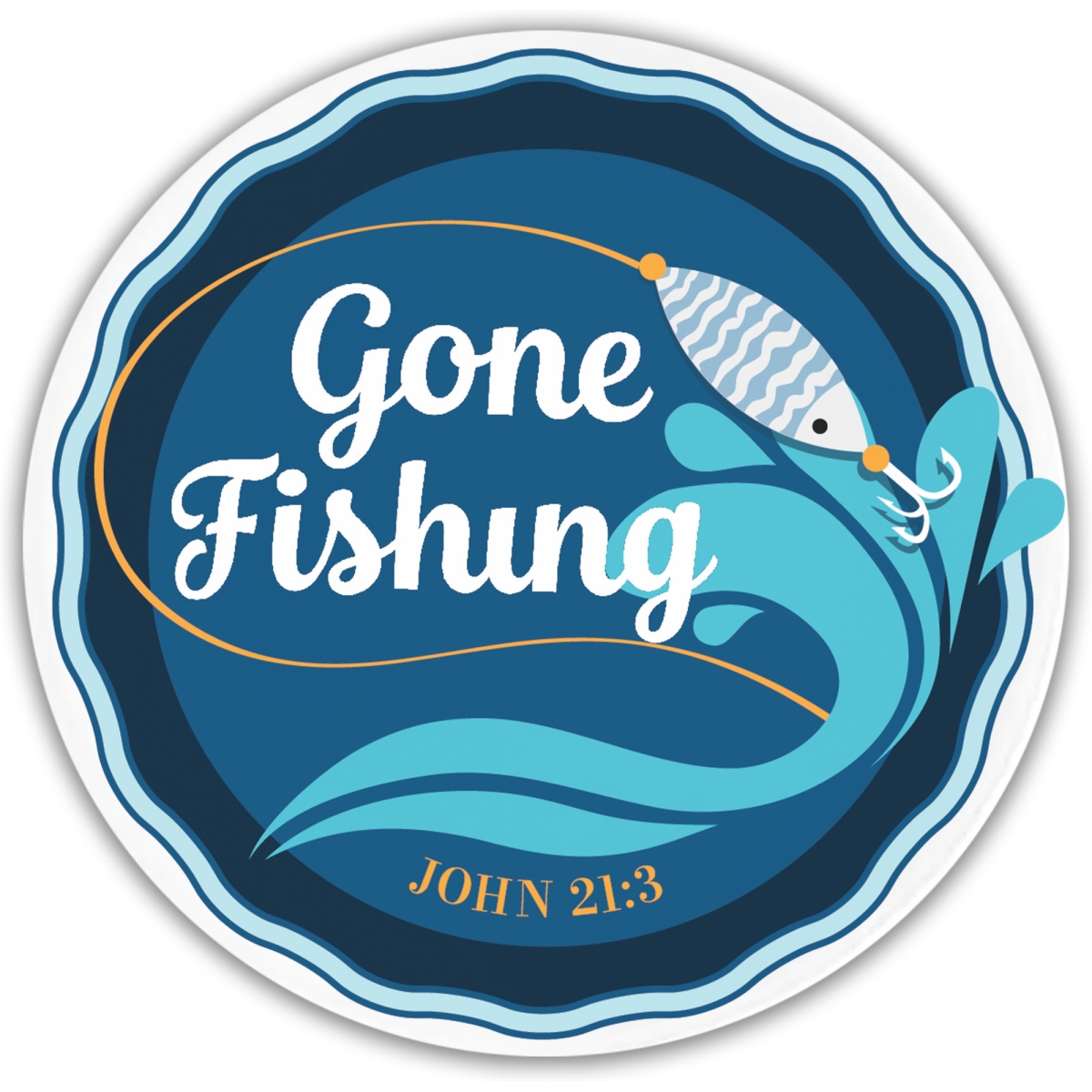 GLC12 Glass Coaster Gone Fishing John 21:3
