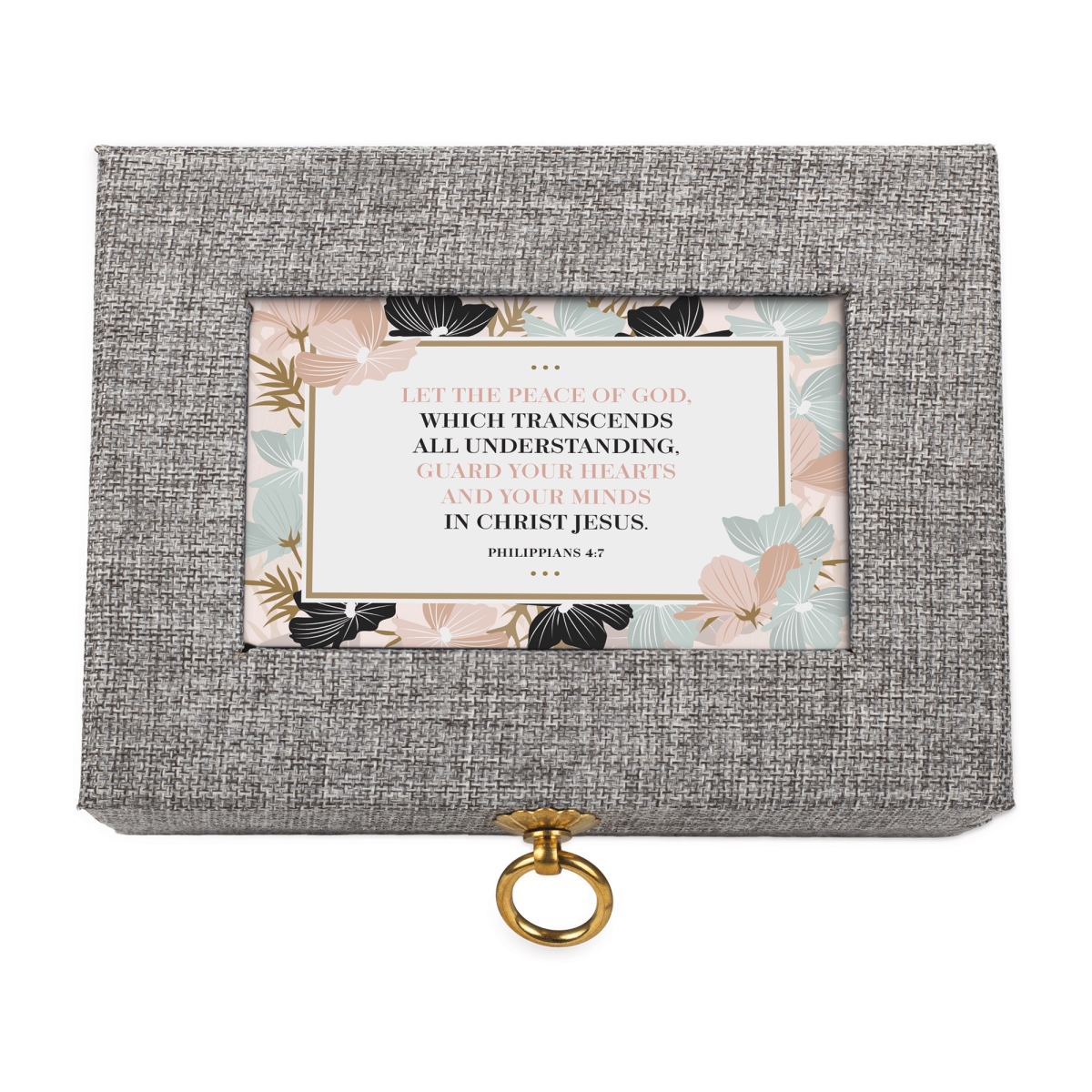 LLBG1006S Large Linen Jewelry Box The Peace Of God