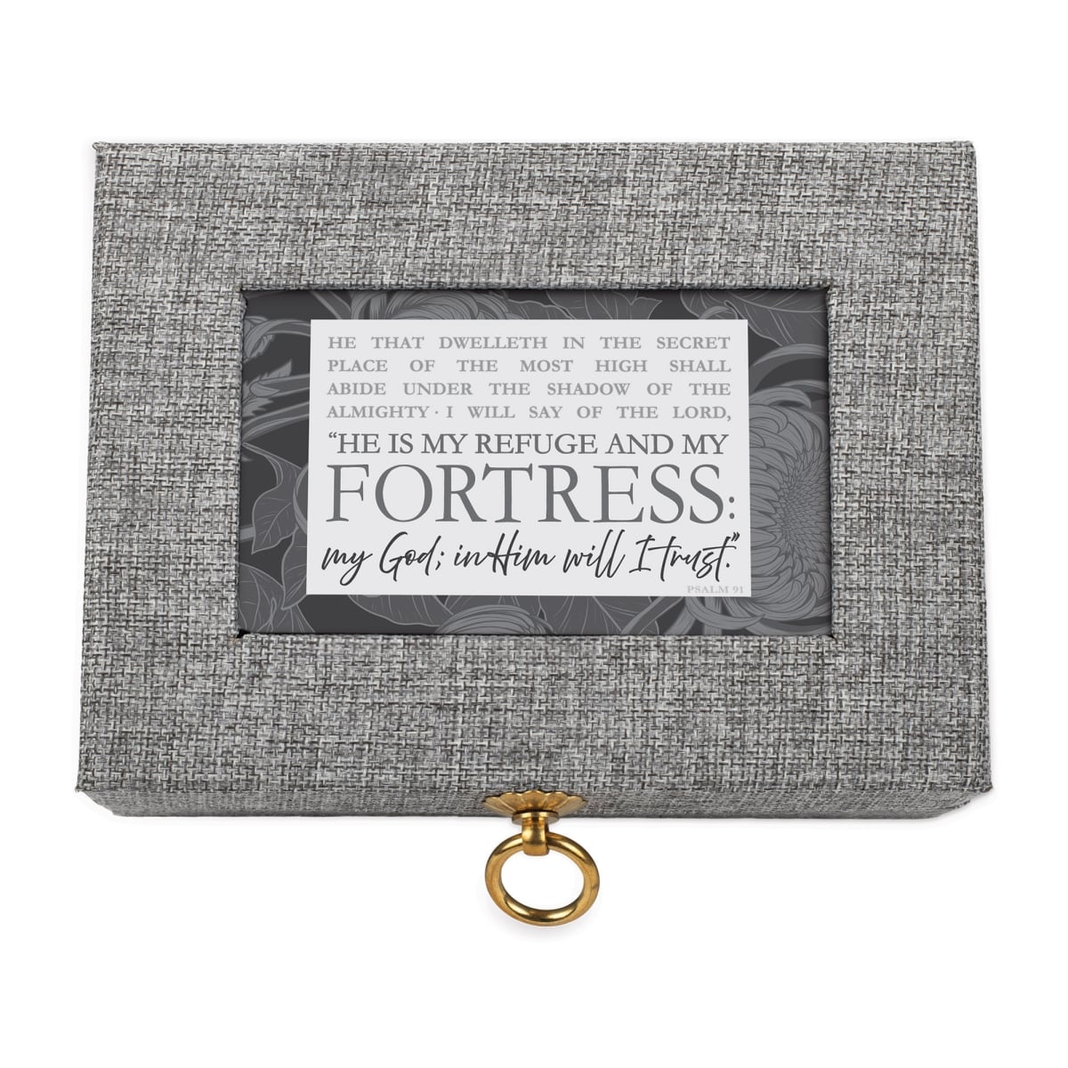 LLBG1007SM Large Linen Music Box He Is My Refuge