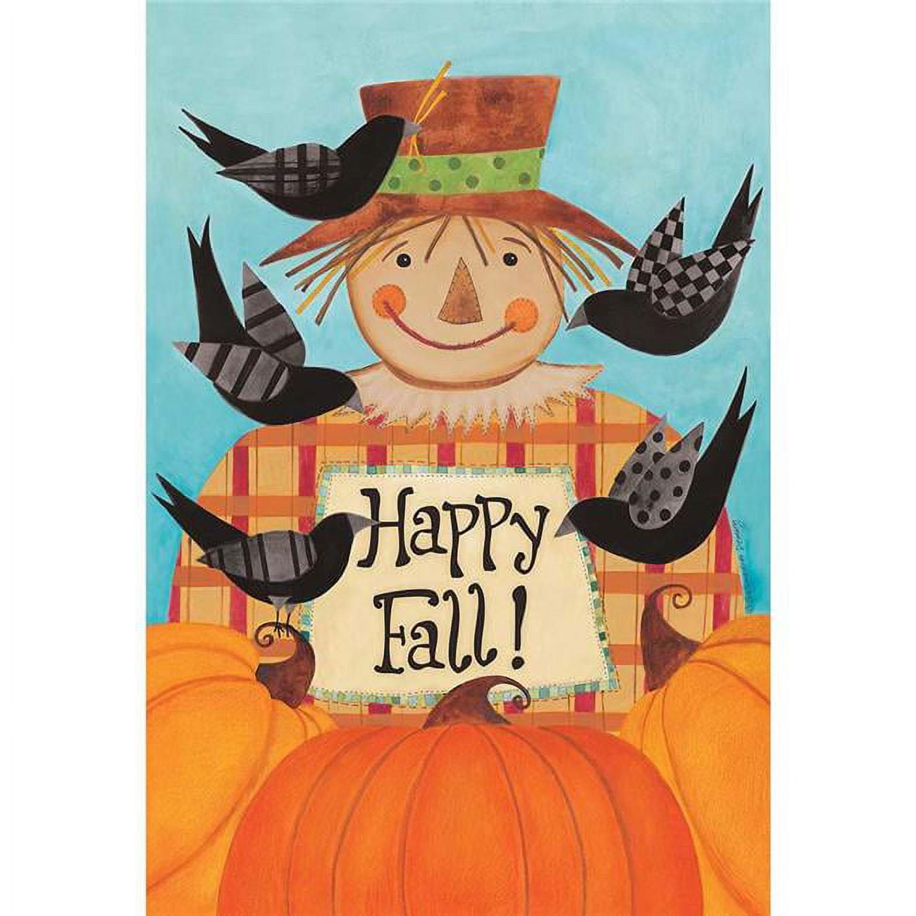 7137 30 x 44 in. Happy Fall Scarecrow Polyester Garden Flag, Large