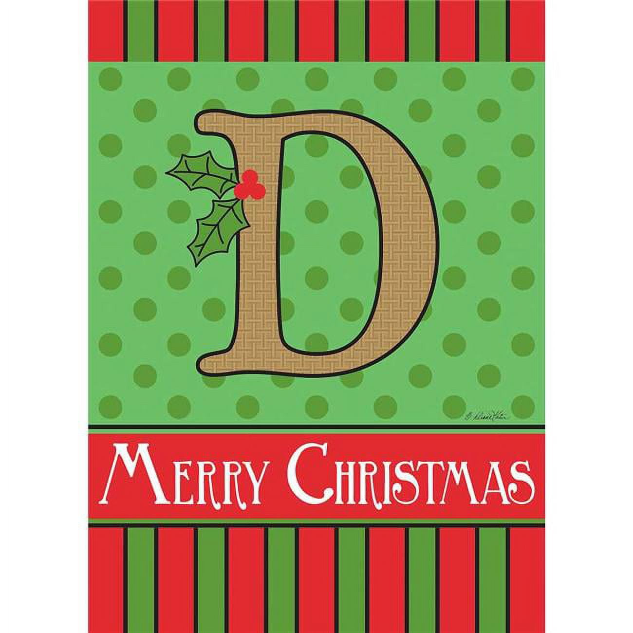 13 x 18 in. Merry Christmas Monogram D Burlap Garden Flag