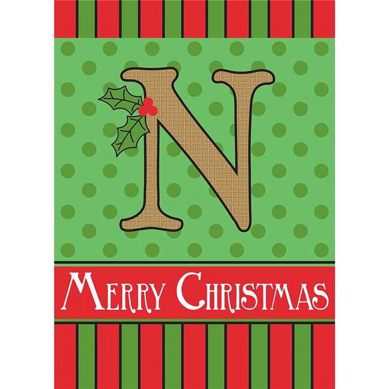 13 x 18 in. Merry Christmas Monogram N Burlap Garden Flag