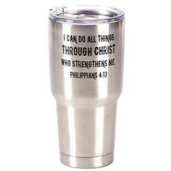 Picture of Dicksons SSTUM-15 8 x 4 in. 30 oz Stainless Steel Tumbler with Lid - I Can Do All Things Through Christ