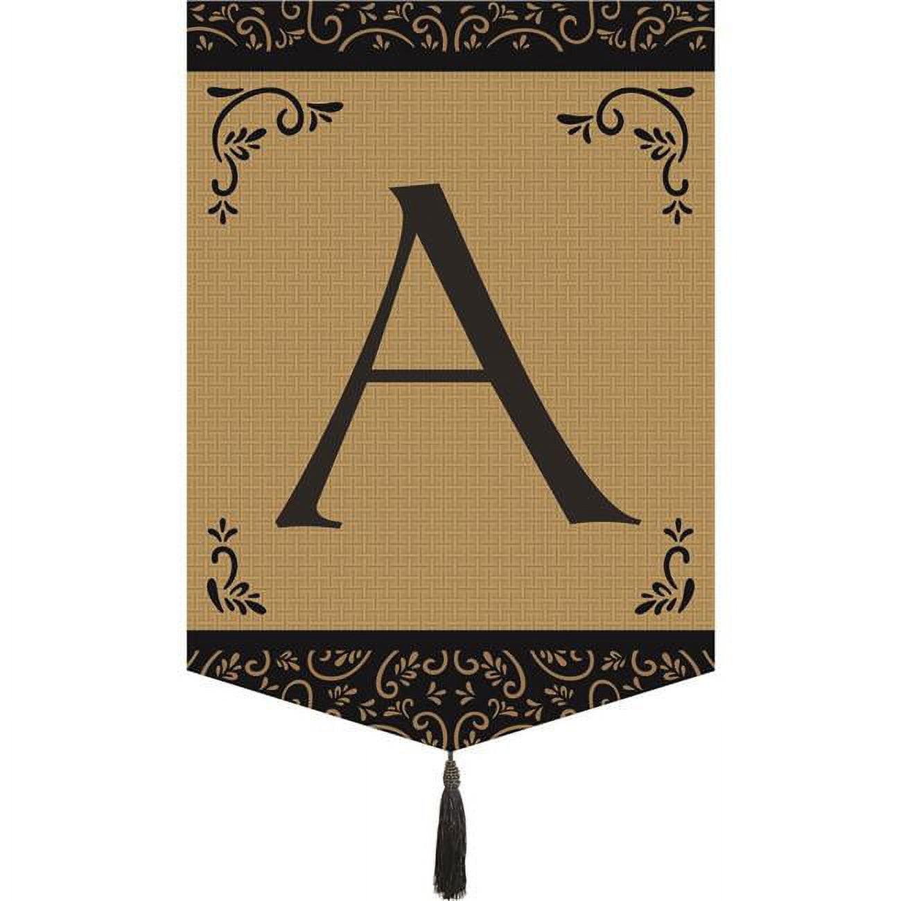 Monogram A Tassel Burlap Garden Flag