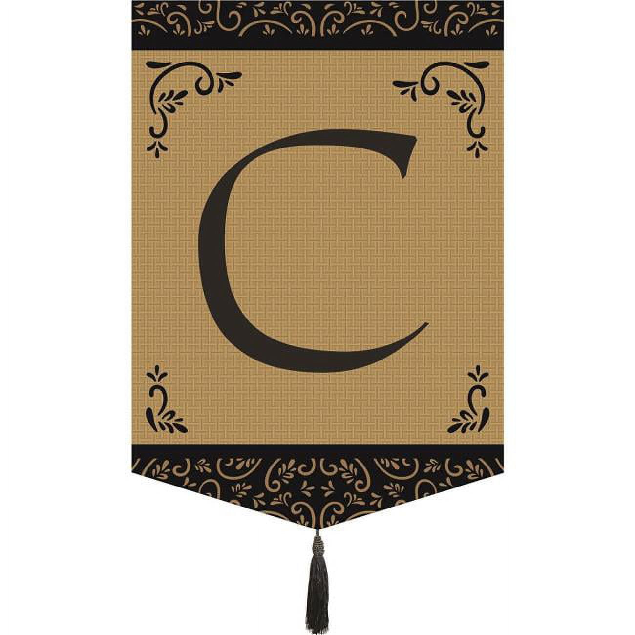M030003 Monogram C Tassel Burlap Garden Flag