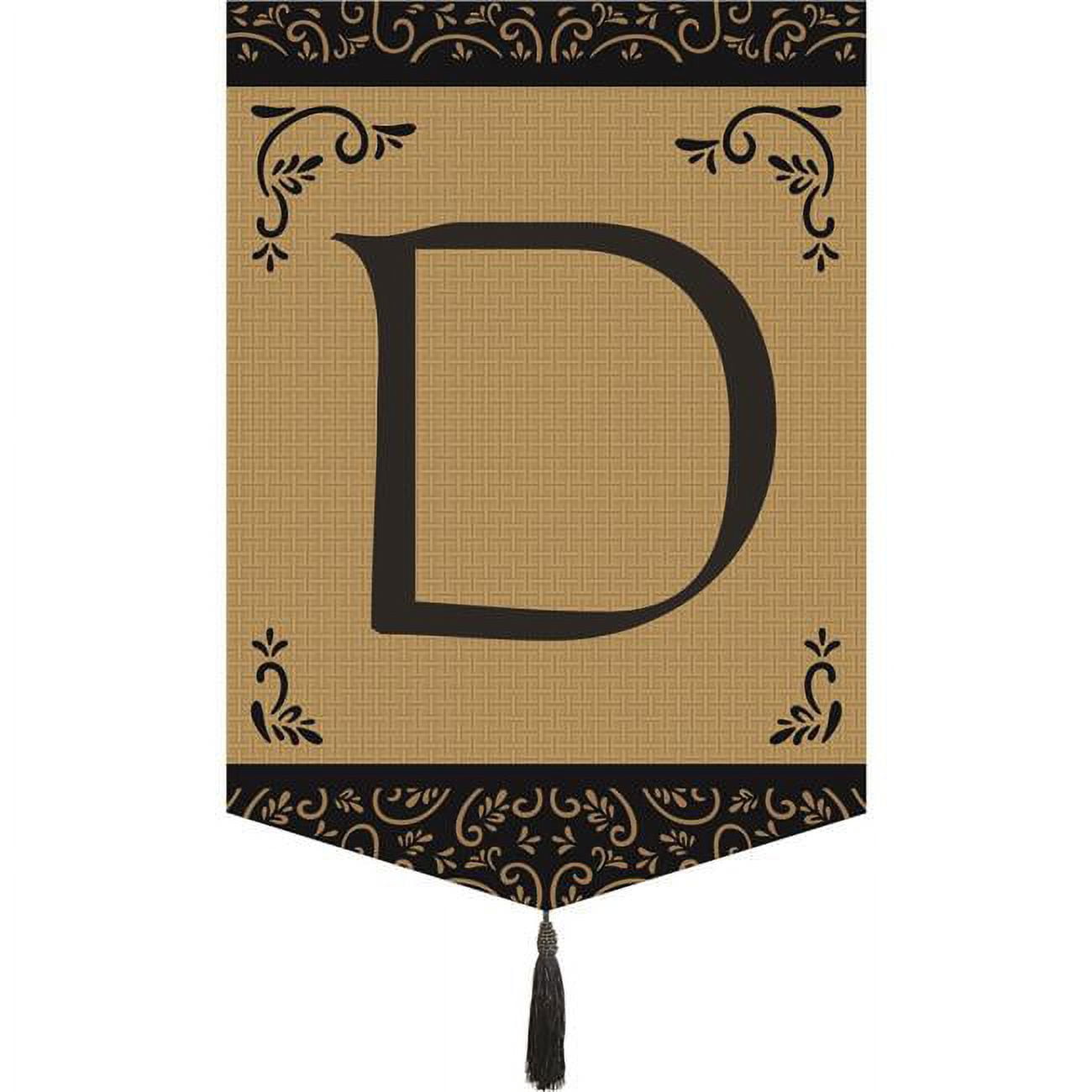 M030004 Monogram D Tassel Burlap Garden Flag