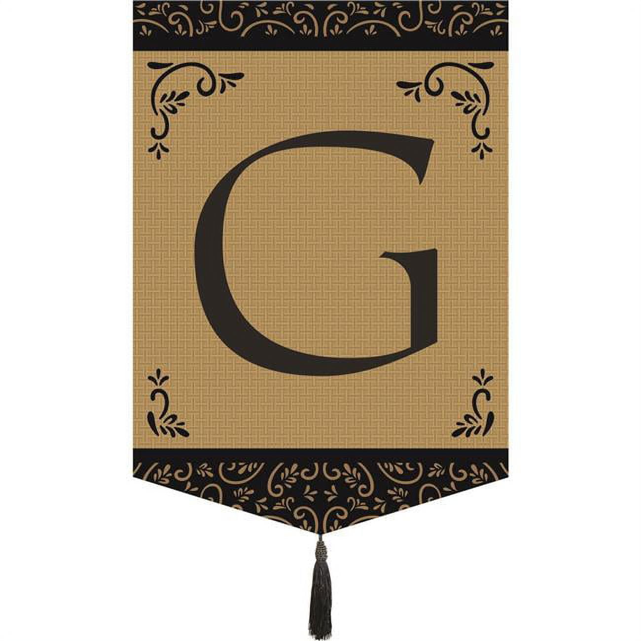 Monogram G Tassel Burlap Garden Flag