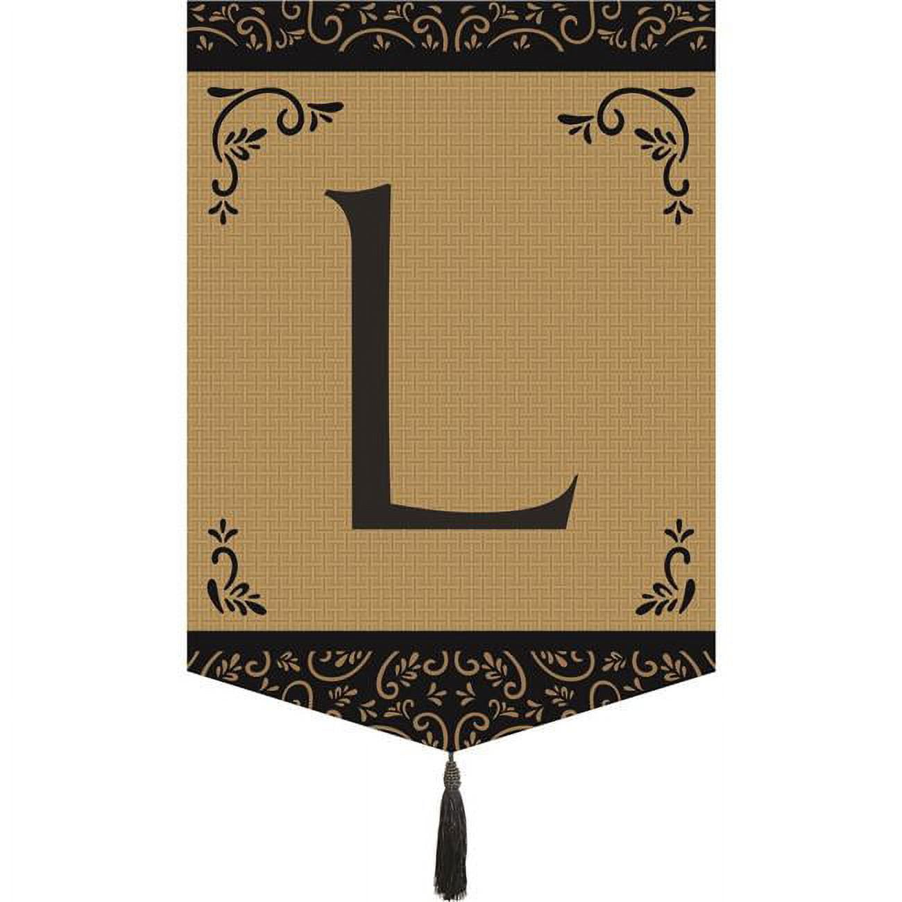Monogram L Tassel Burlap Garden Flag