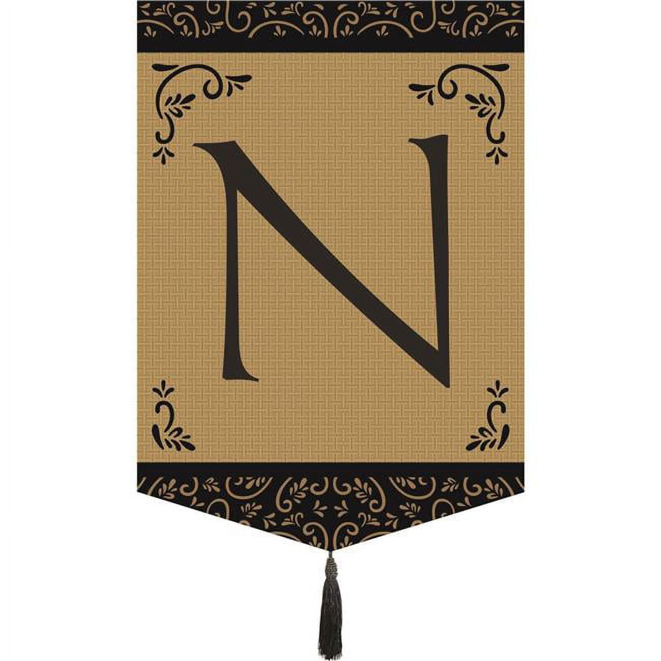 Monogram N Tassel Burlap Garden Flag