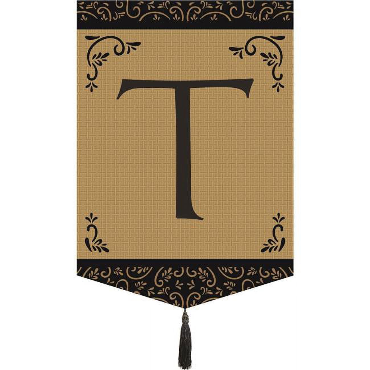 Monogram T Tassel Burlap Garden Flag