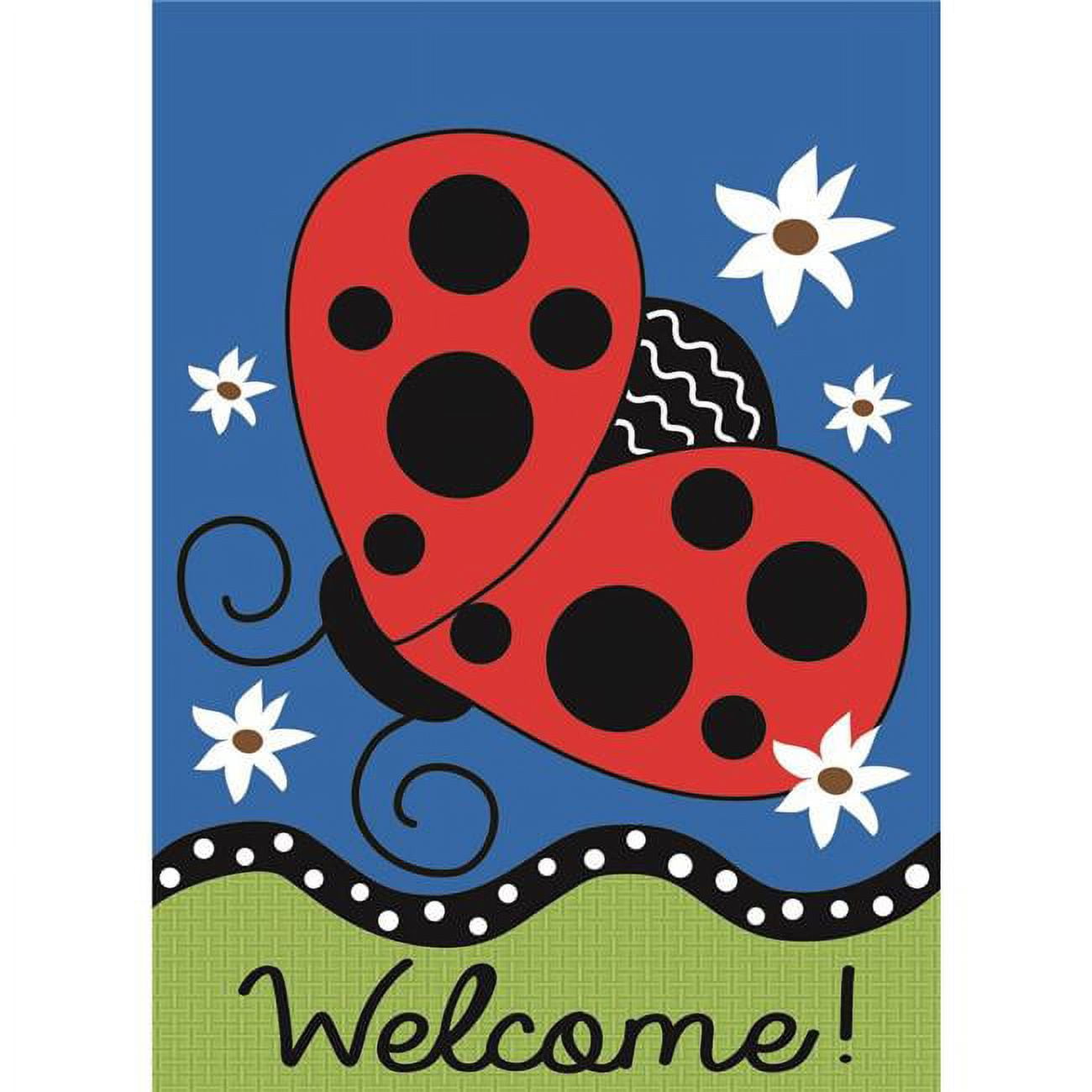 29 x 42 in. Ladybug Welcome Burlap Garden Flag, Large